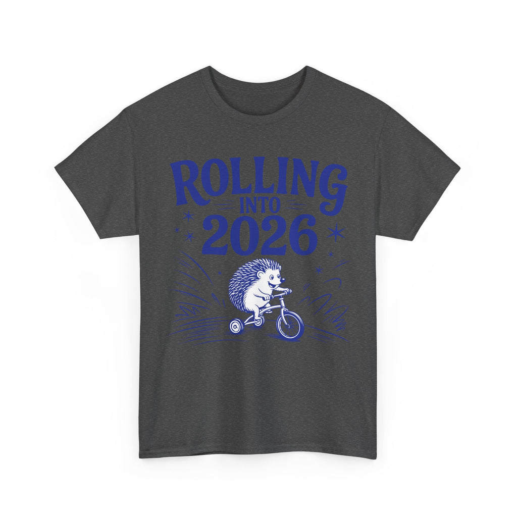 Rolling Into 2026 Hedgehog Tricycle Unisex Cotton Tee