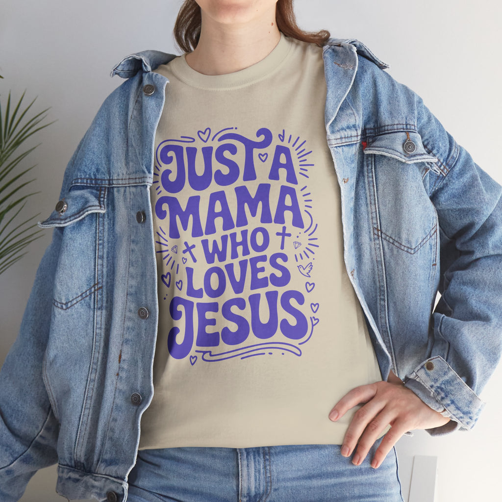 Mama Who Loves Jesus T-Shirt — Bright Green Bubbly Faith Unisex Cotton Tee