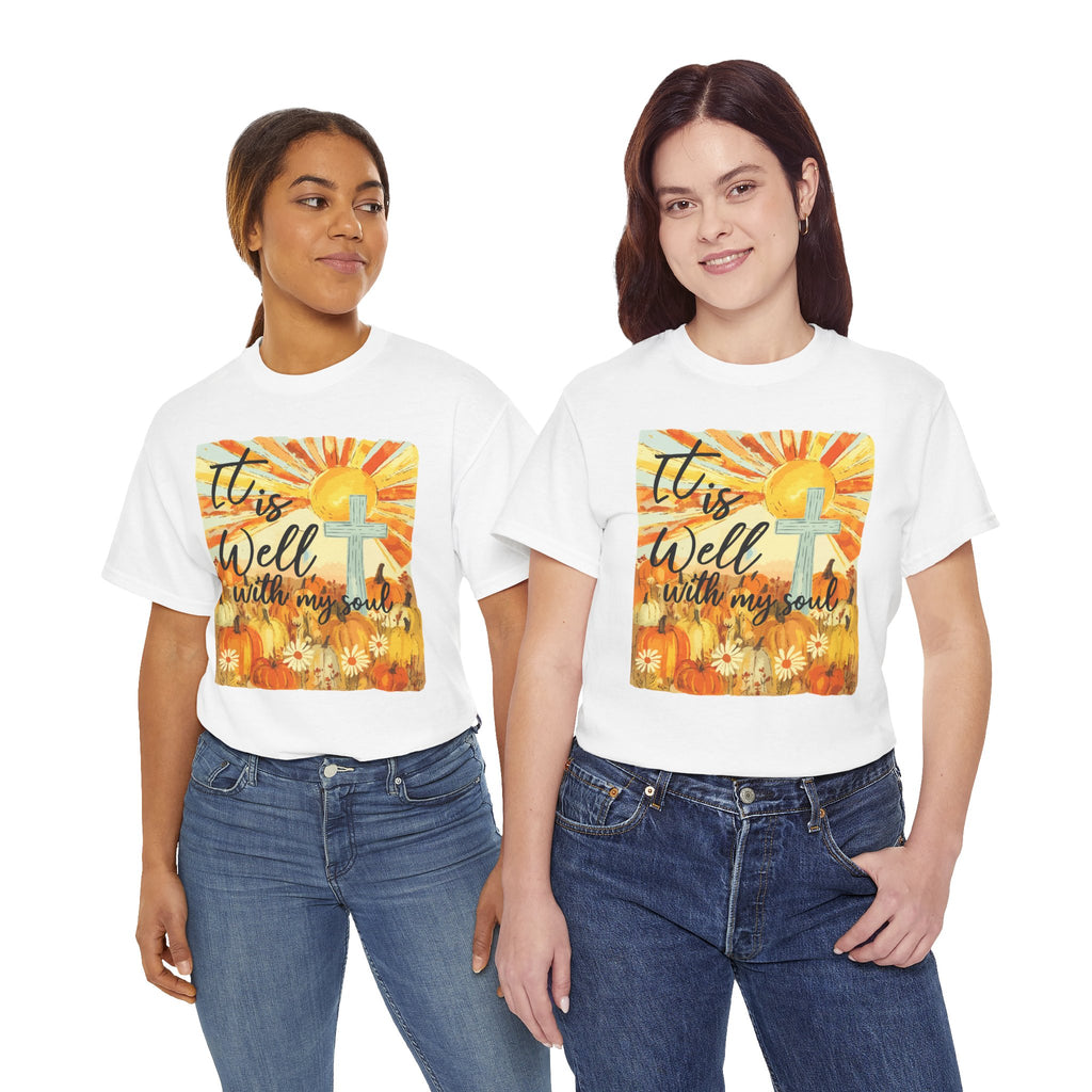 It Is Well With My Soul Pumpkin Sunrise Unisex Cotton T-Shirt