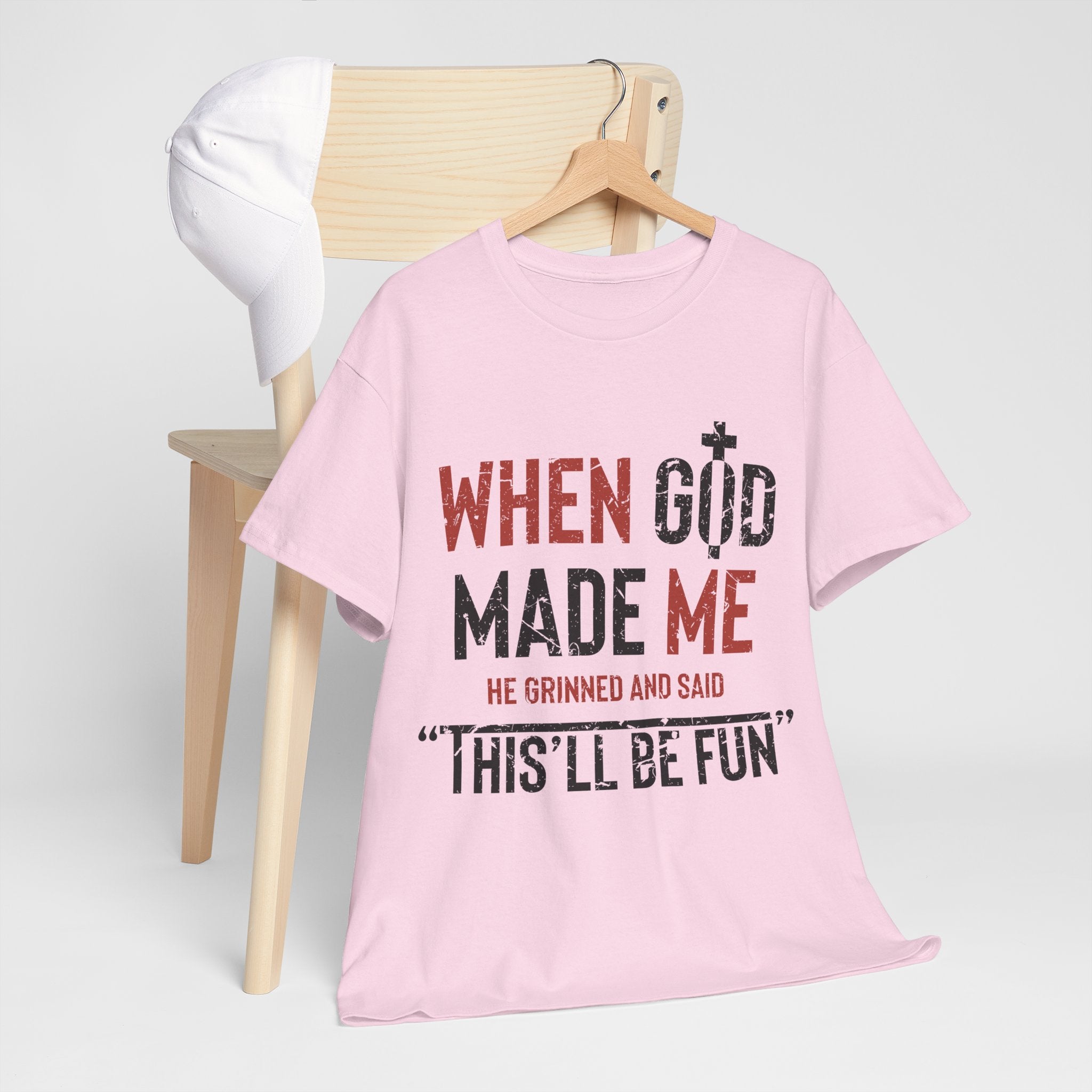 Humorous Grunge Quote Tee — "When He Saw Me, He Grinned and Said"Unisec Cotton Tee