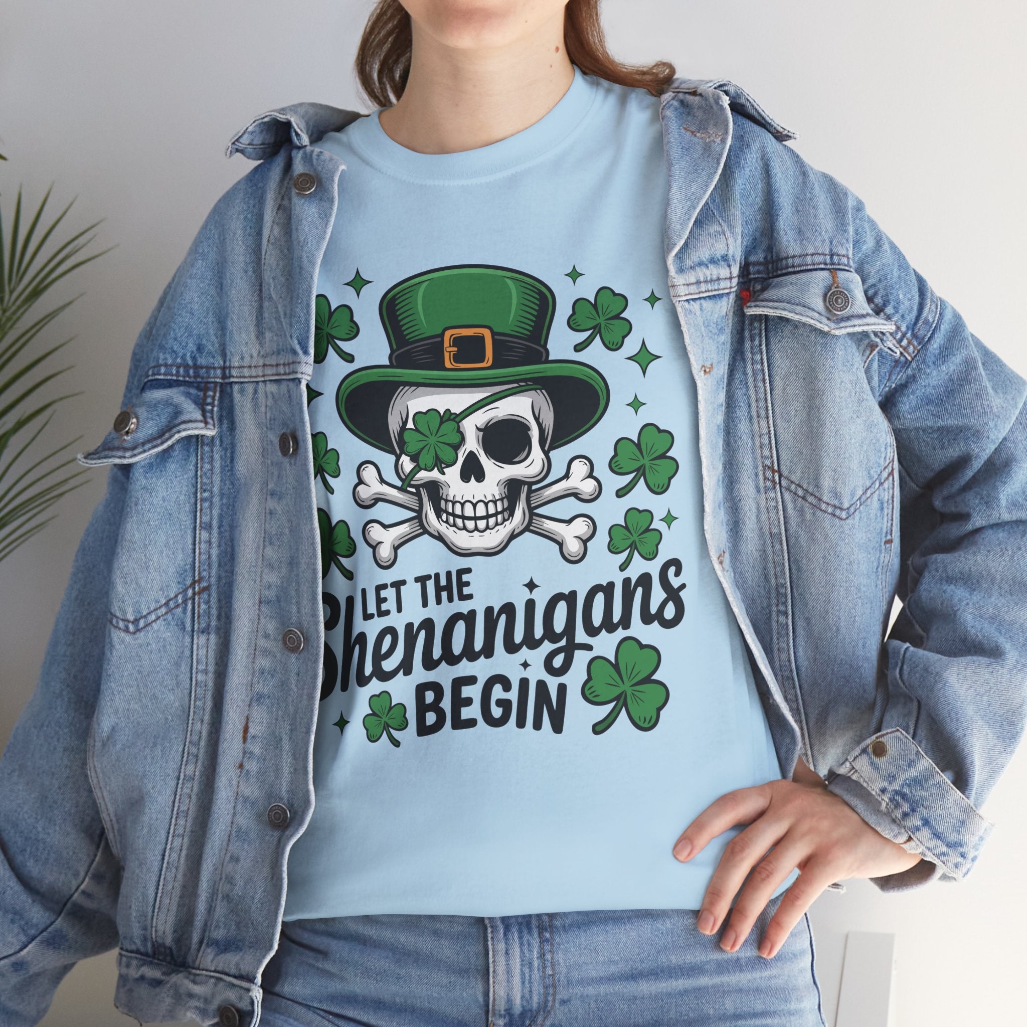 Let the Shenanigans Begin — Leprechaun Skull Unisex Cotton T-Shirt