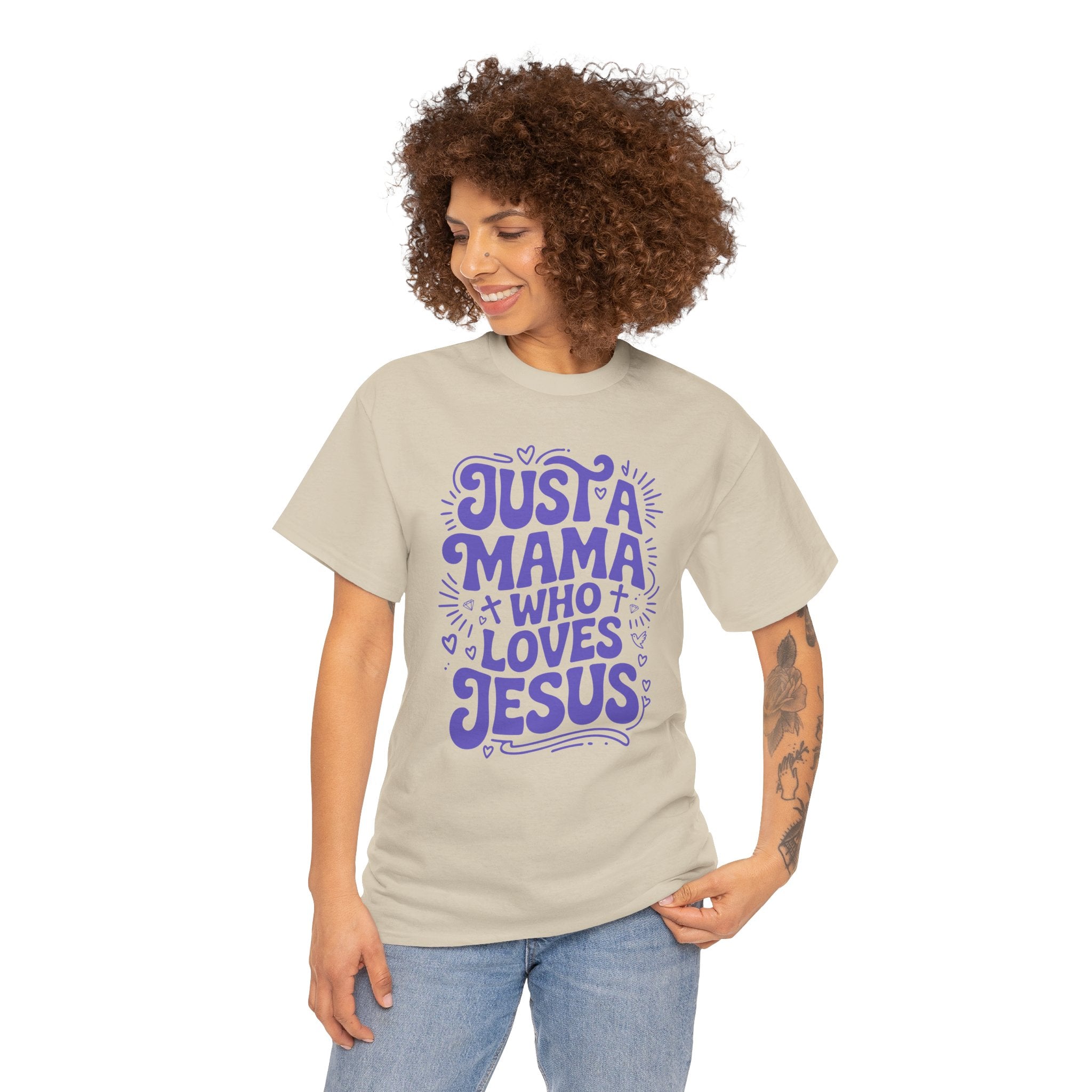 Mama Who Loves Jesus T-Shirt — Bright Green Bubbly Faith Unisex Cotton Tee