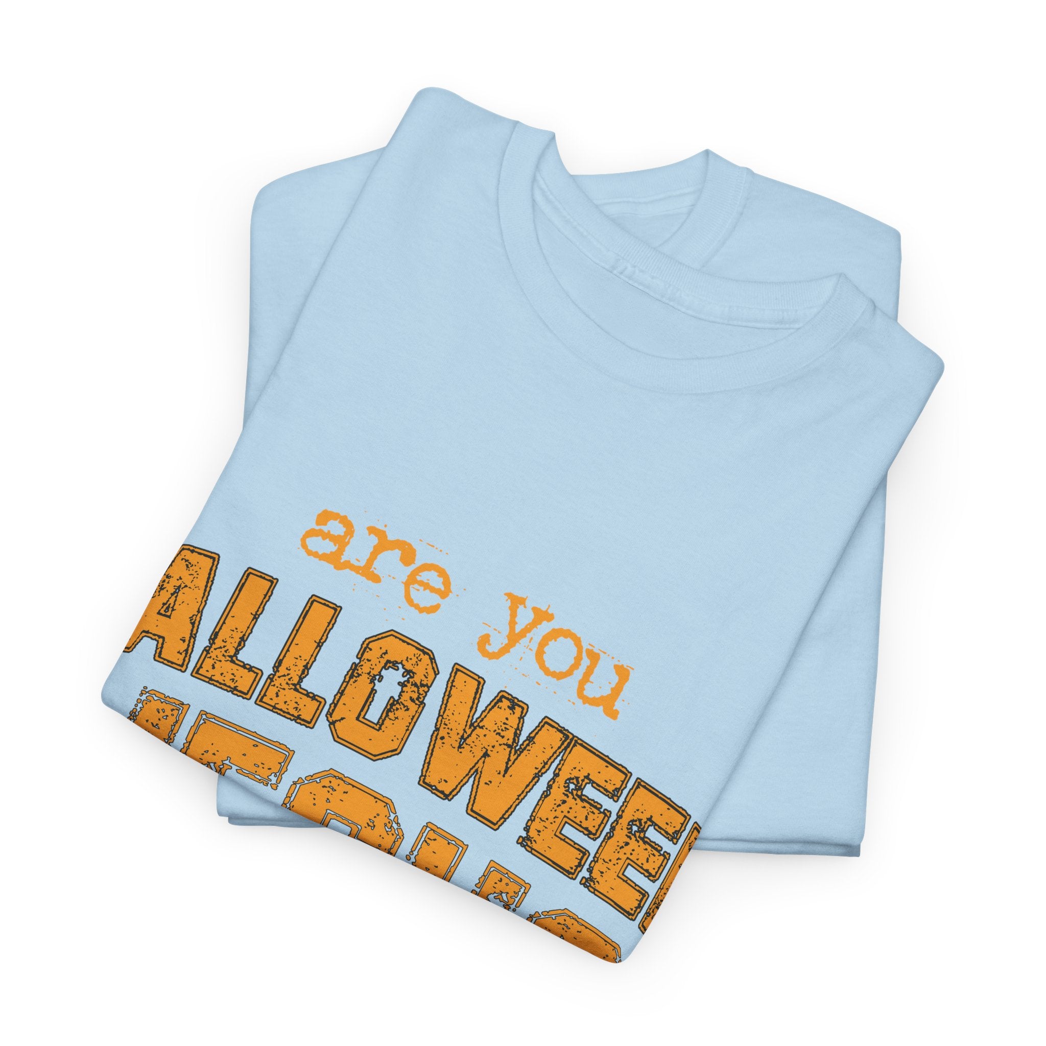 Christian Halloween T-Shirt — “Are You Falloween Jesus? Matthew 4:19” Distressed Pumpkin Design. Unisex Cotton Tee