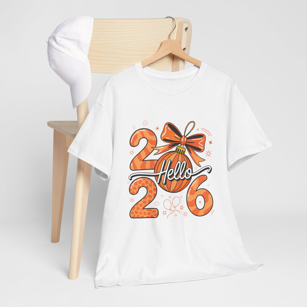 Hello 2026 Christmas Ornament Tee — Festive Orange Holiday Unisex Cotton T-Shirt