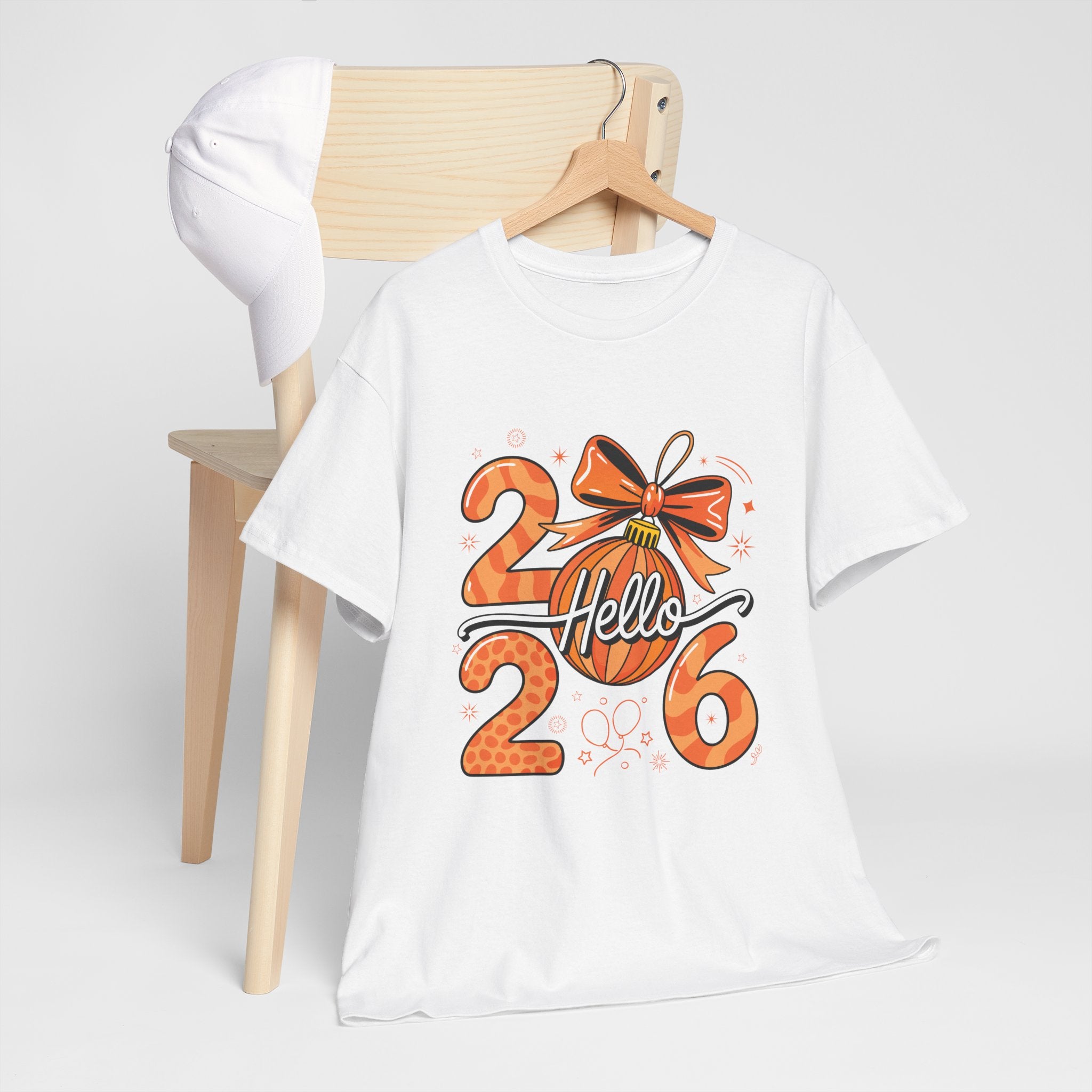 Hello 2026 Christmas Ornament Tee — Festive Orange Holiday Unisex Cotton T-Shirt