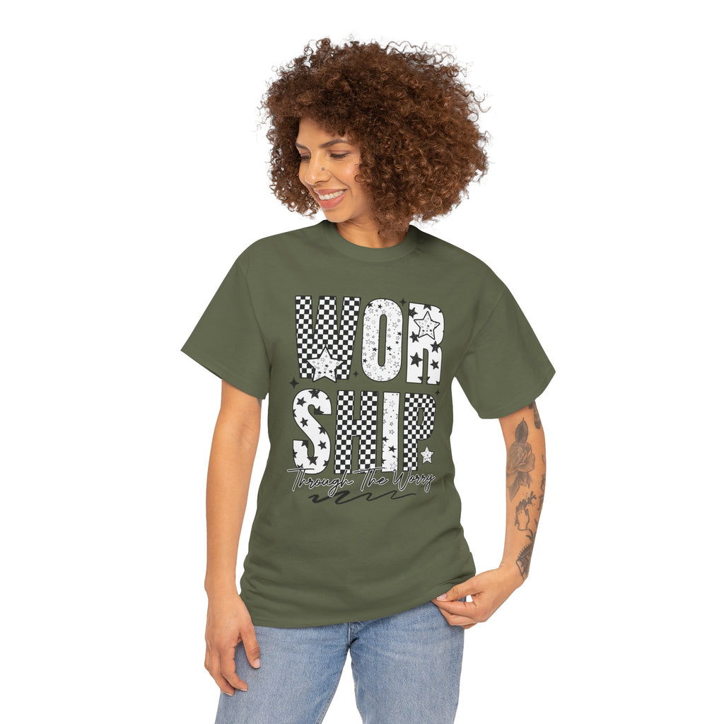 WORSHIP Through The Worry Checkerboard Unisex Cotton Tee