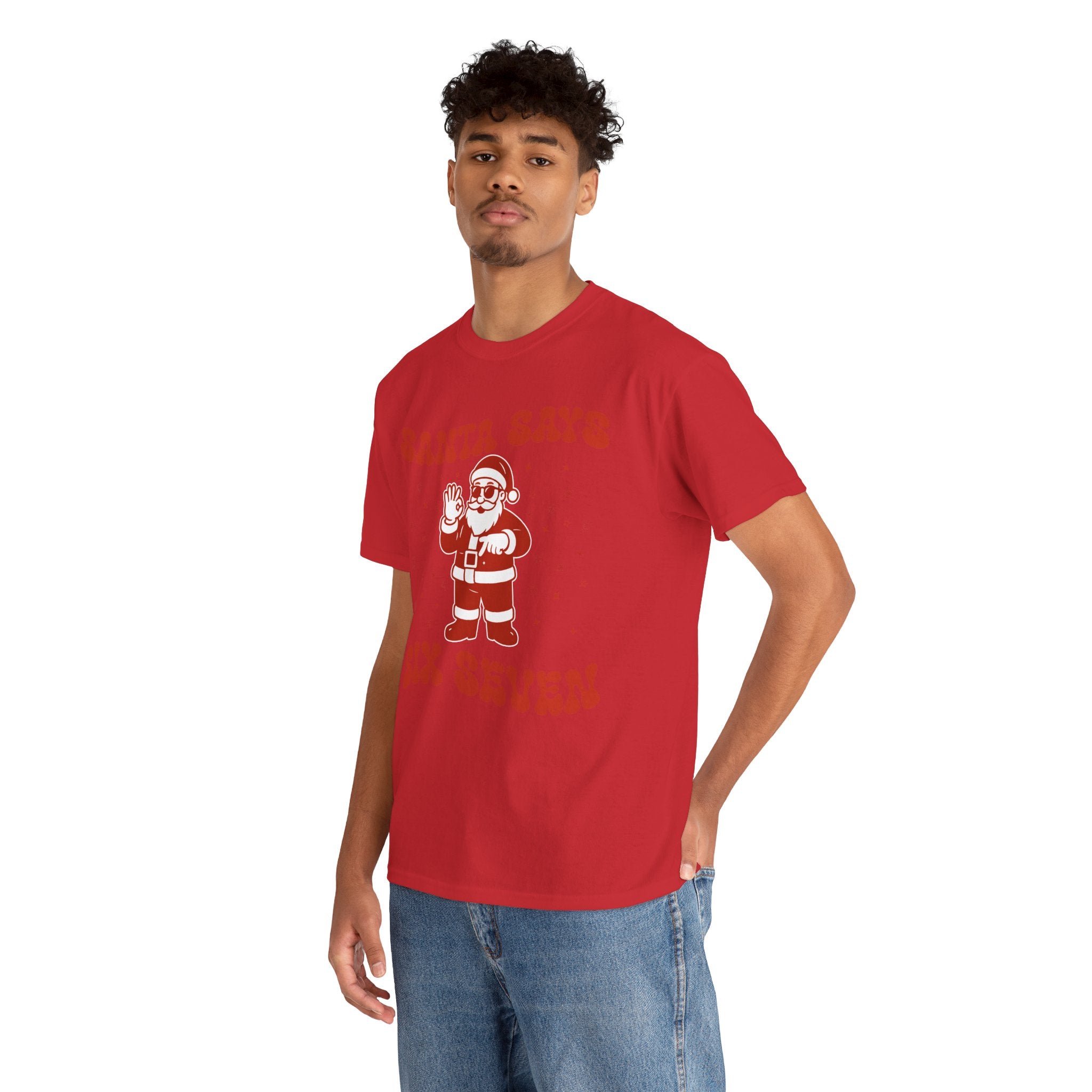 Retro 'Santa Says Six Seven' Christmas Unisex Cotton Tee