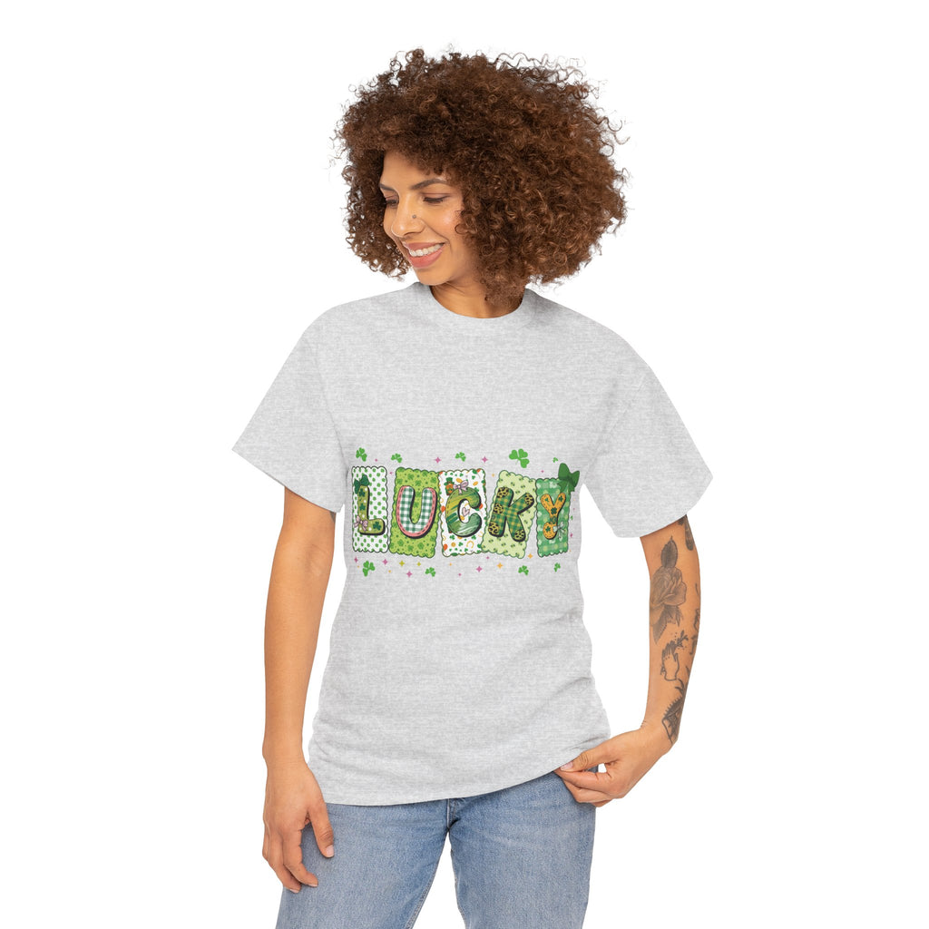 Lucky Patchwork Plaid Clover Tee — St. Patrick’s Day Unisex Cotton T-Shirt