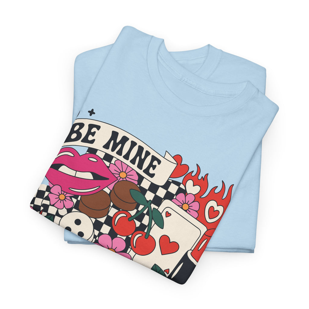 Be Mine Valentine Pop-Art Tee — Lips, Cherries & Retro Valentine Collage...Unisex Cotton Tee