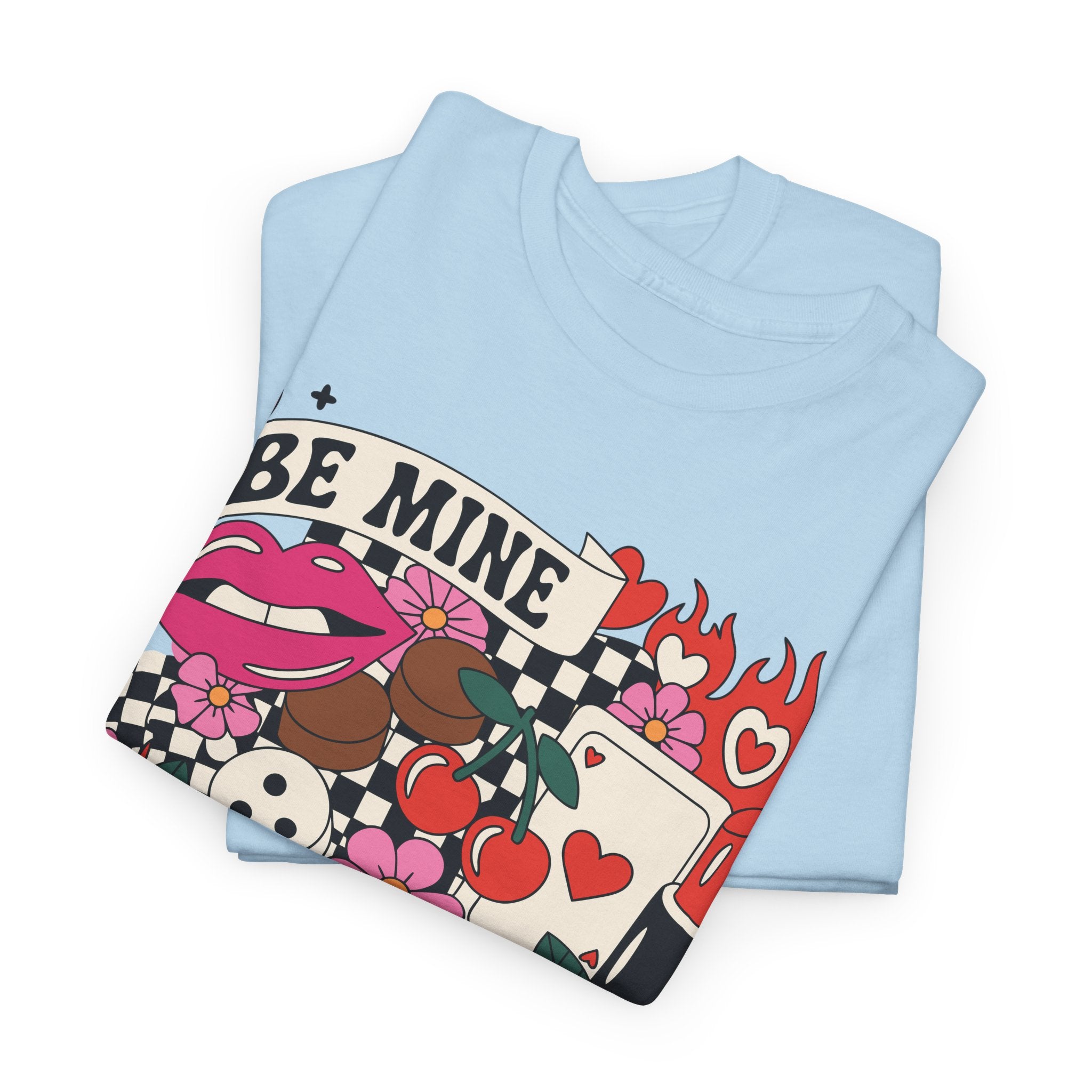 Be Mine Valentine Pop-Art Tee — Lips, Cherries & Retro Valentine Collage...Unisex Cotton Tee