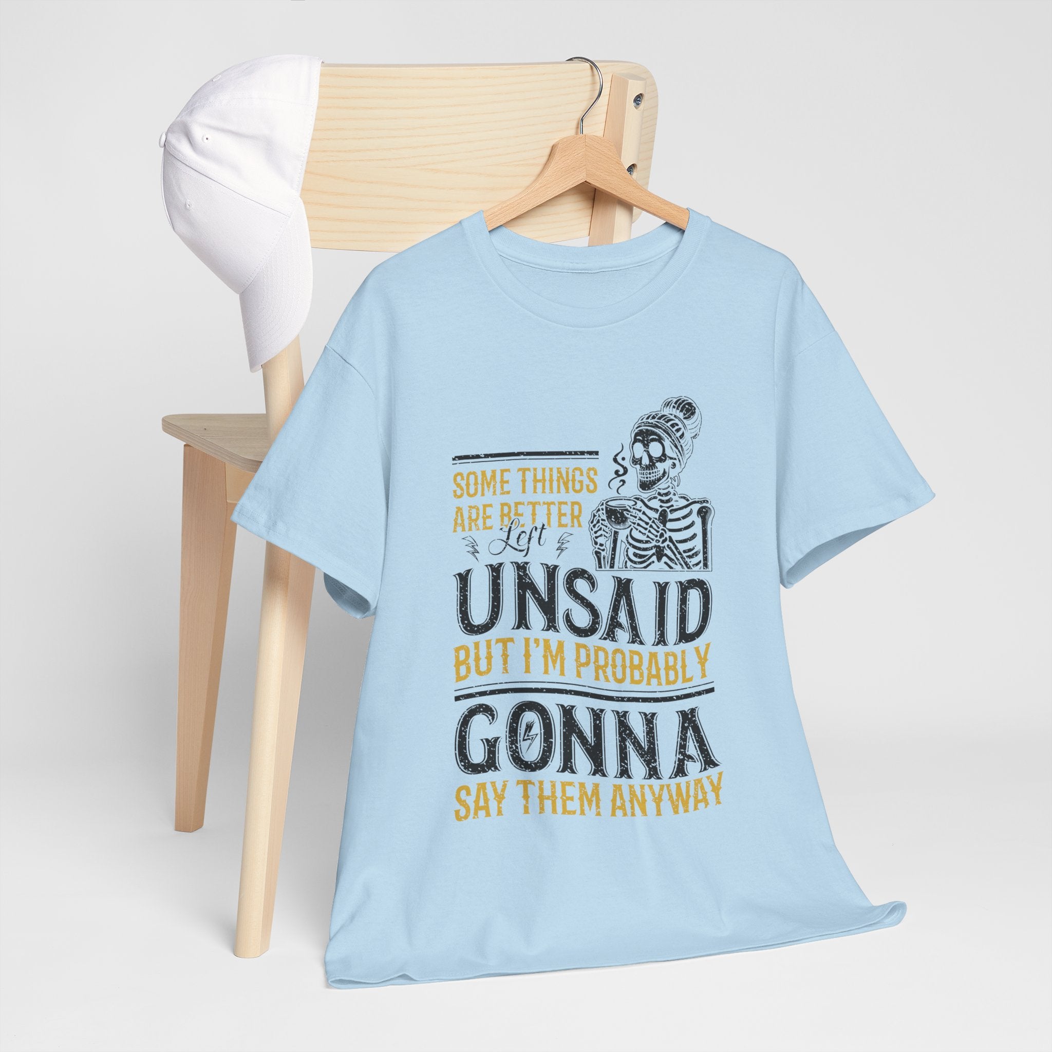 Distressed Yellow "Some Things Are Better Left Unsaid"Unisex Cotton Tee