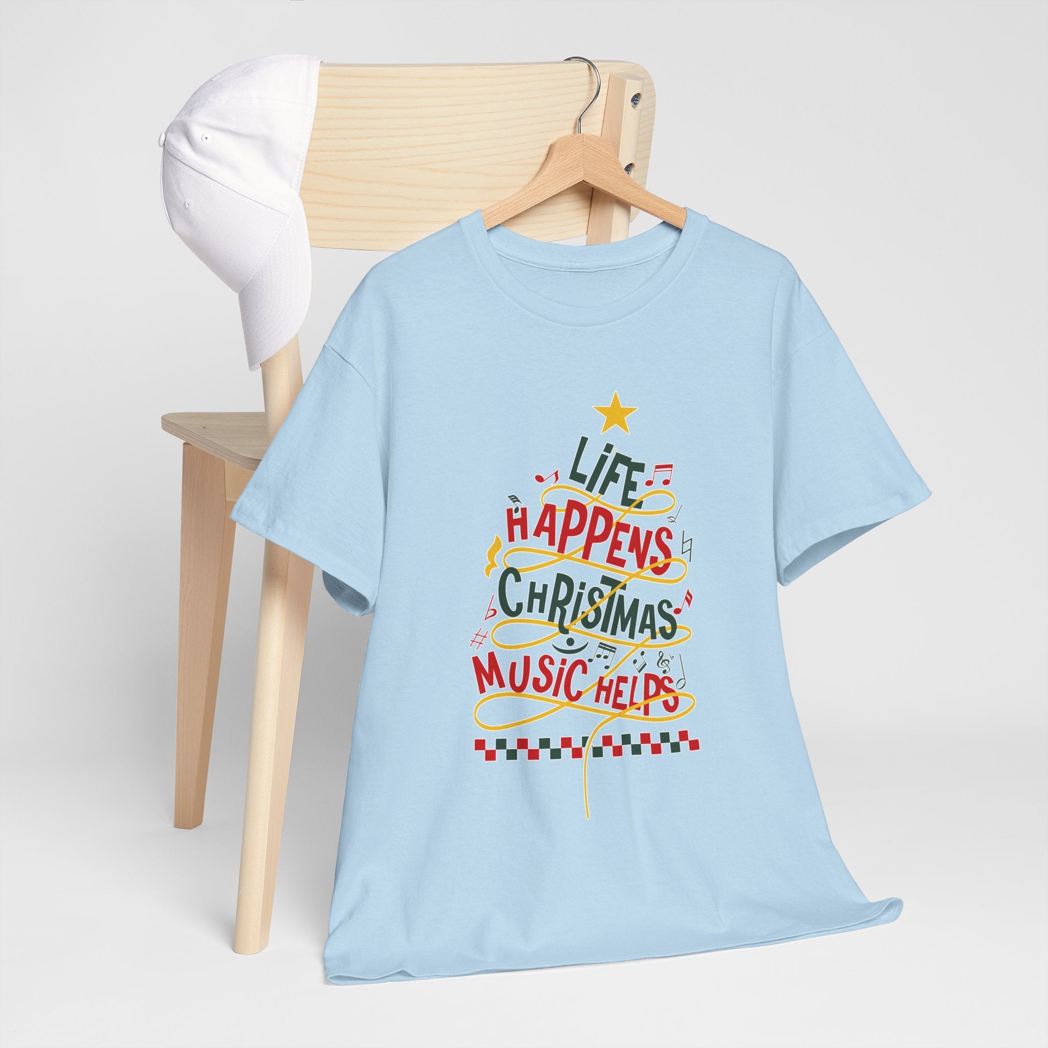 Christmas Tree Words Music Unisex Cotton Tee