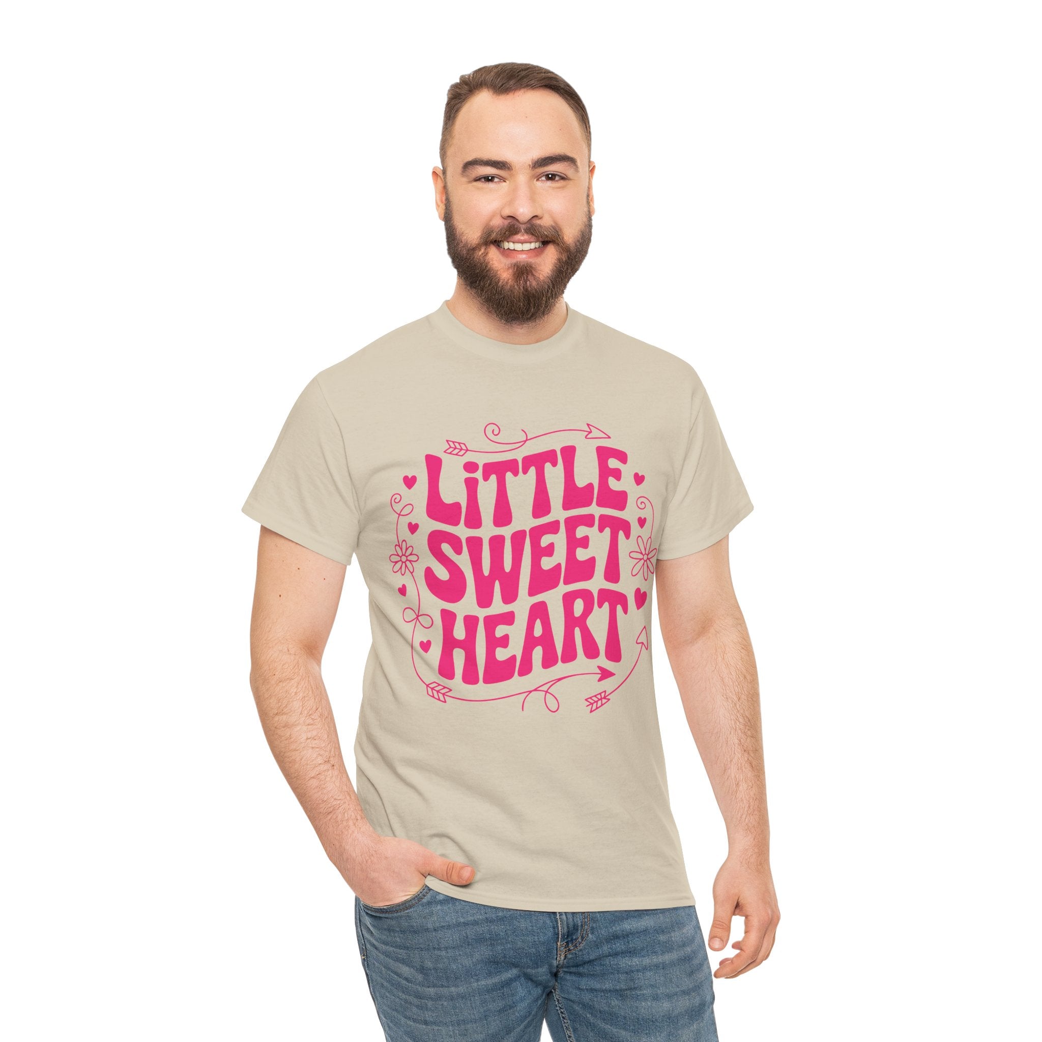 Little Sweetheart Retro Tee — Cute Red Hearts & Flowers Graphic Unisex Cotton Tee