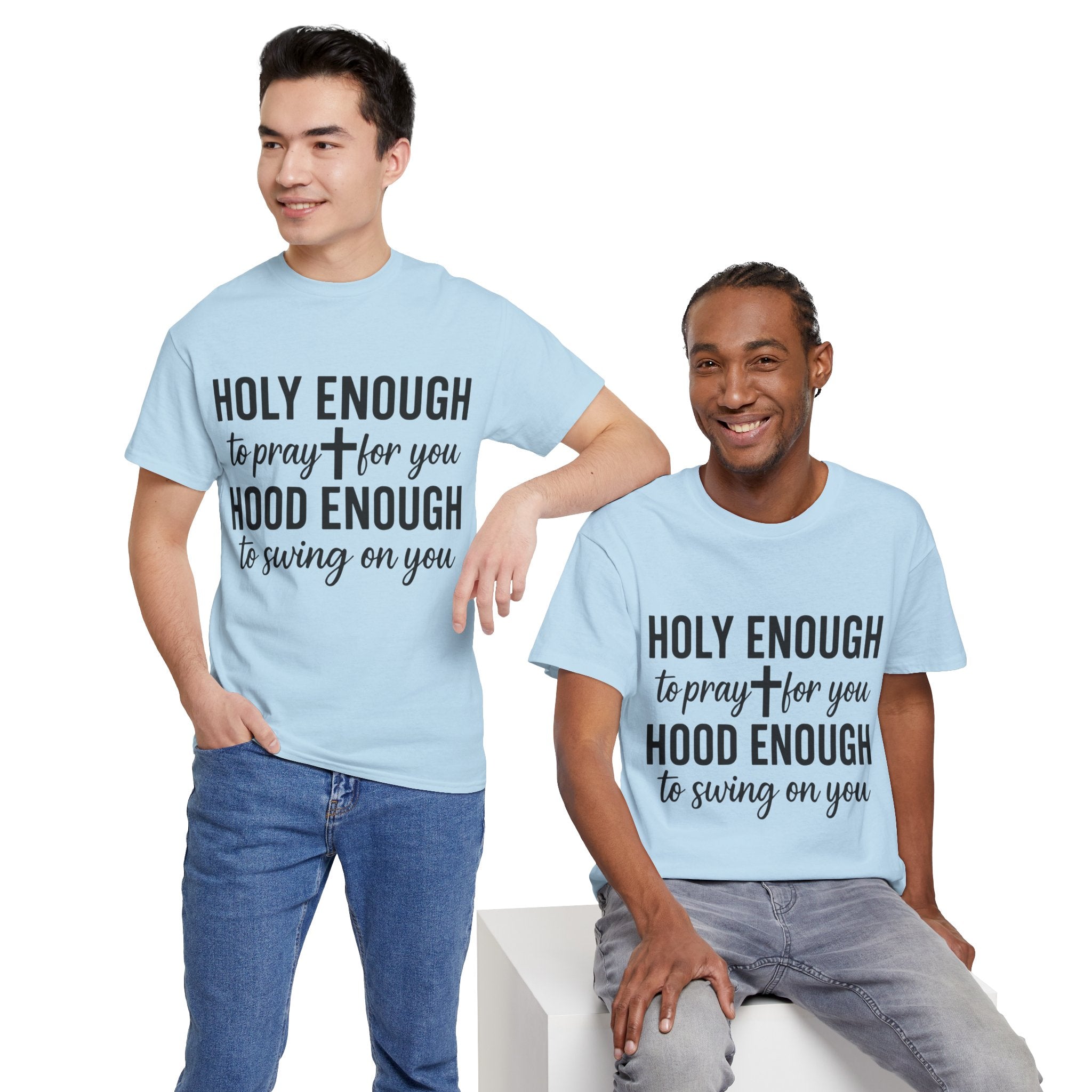 Holy Enough Christian T‑Shirt — Modern Hand‑Lettered Faith Unisex CottonTee