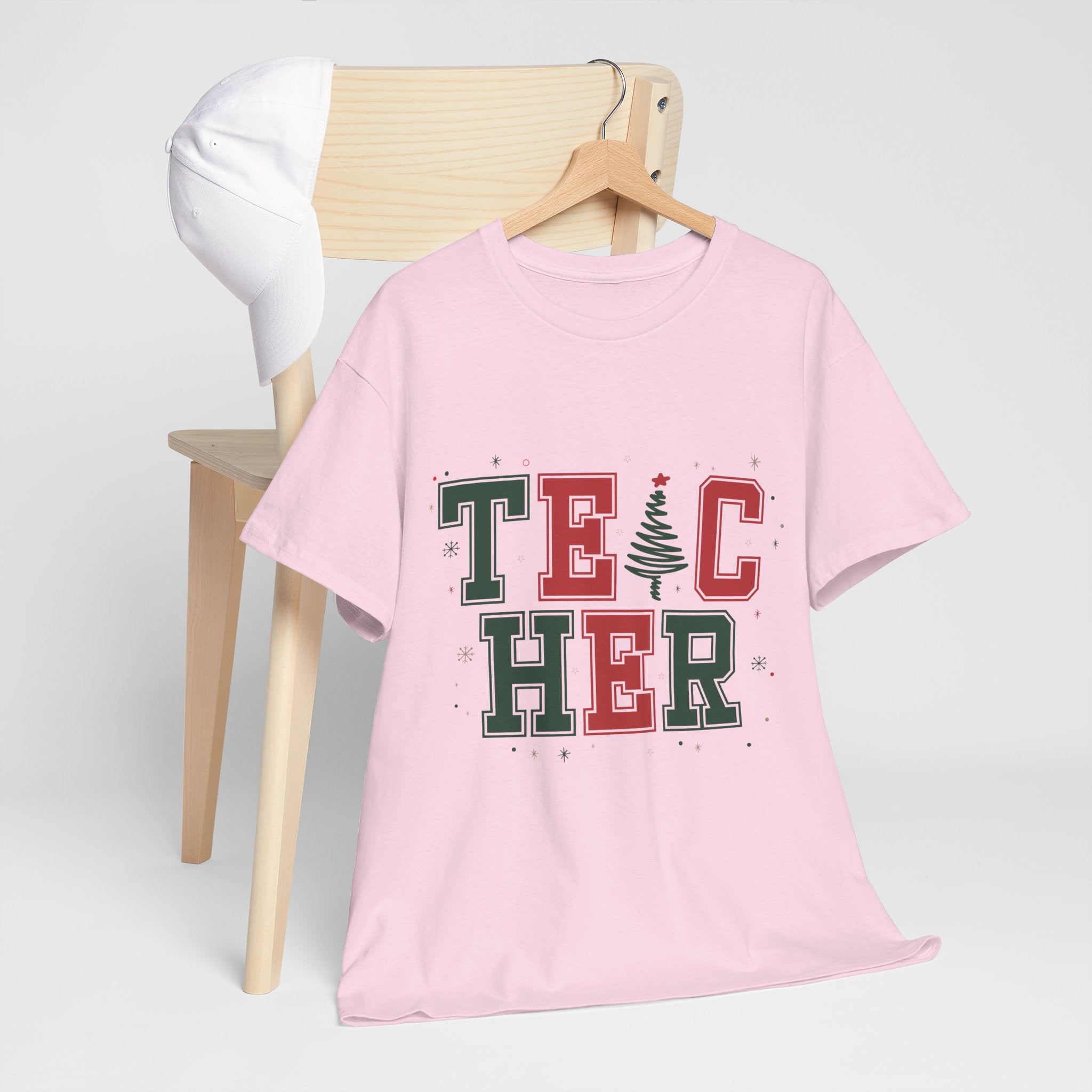 Teacher Christmas Varsity T-Shirt — Red & Green Holiday Unisex Cotton Tee