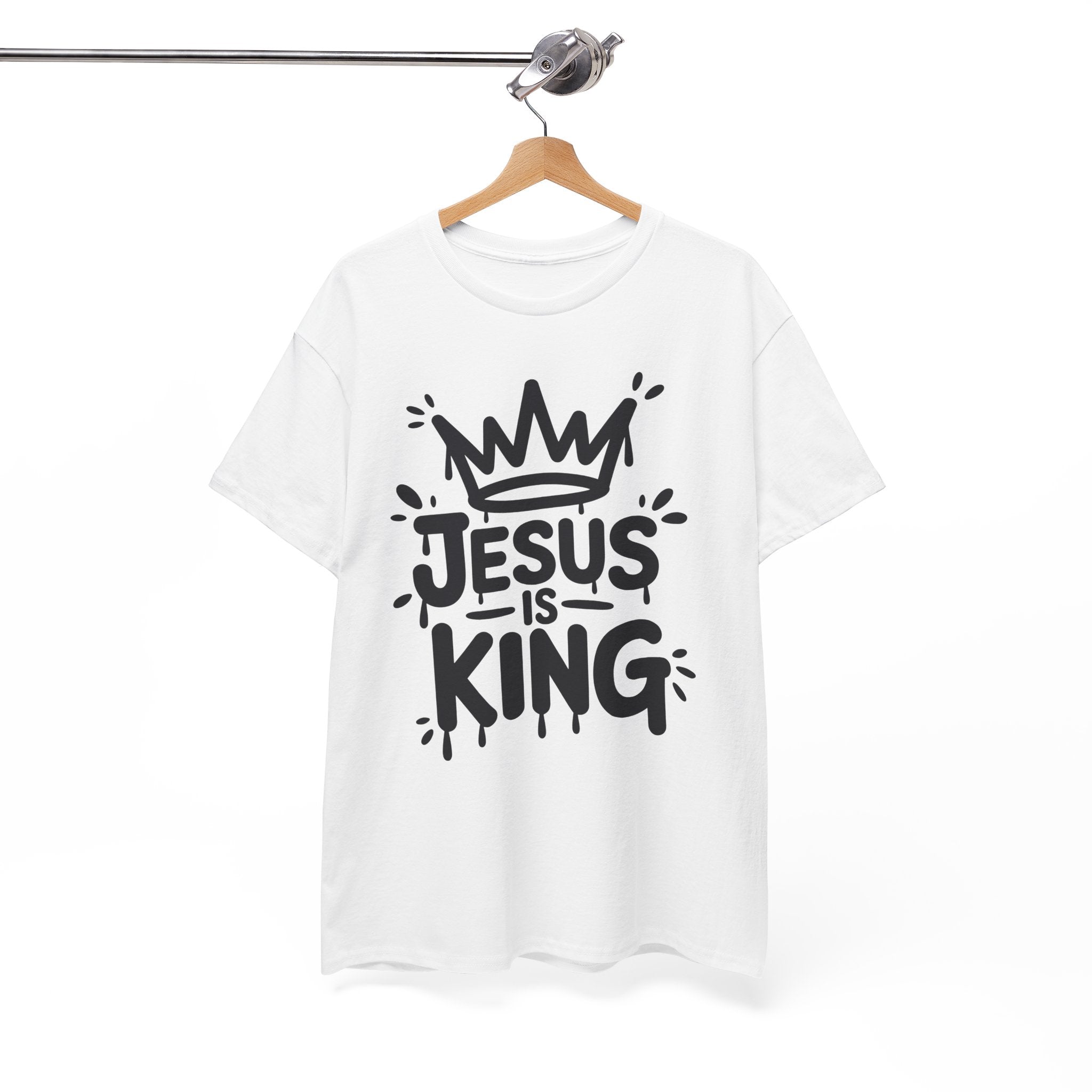 Jesus Is King Crown T-Shirt — Minimalist Christian Unisex Cotton Tee