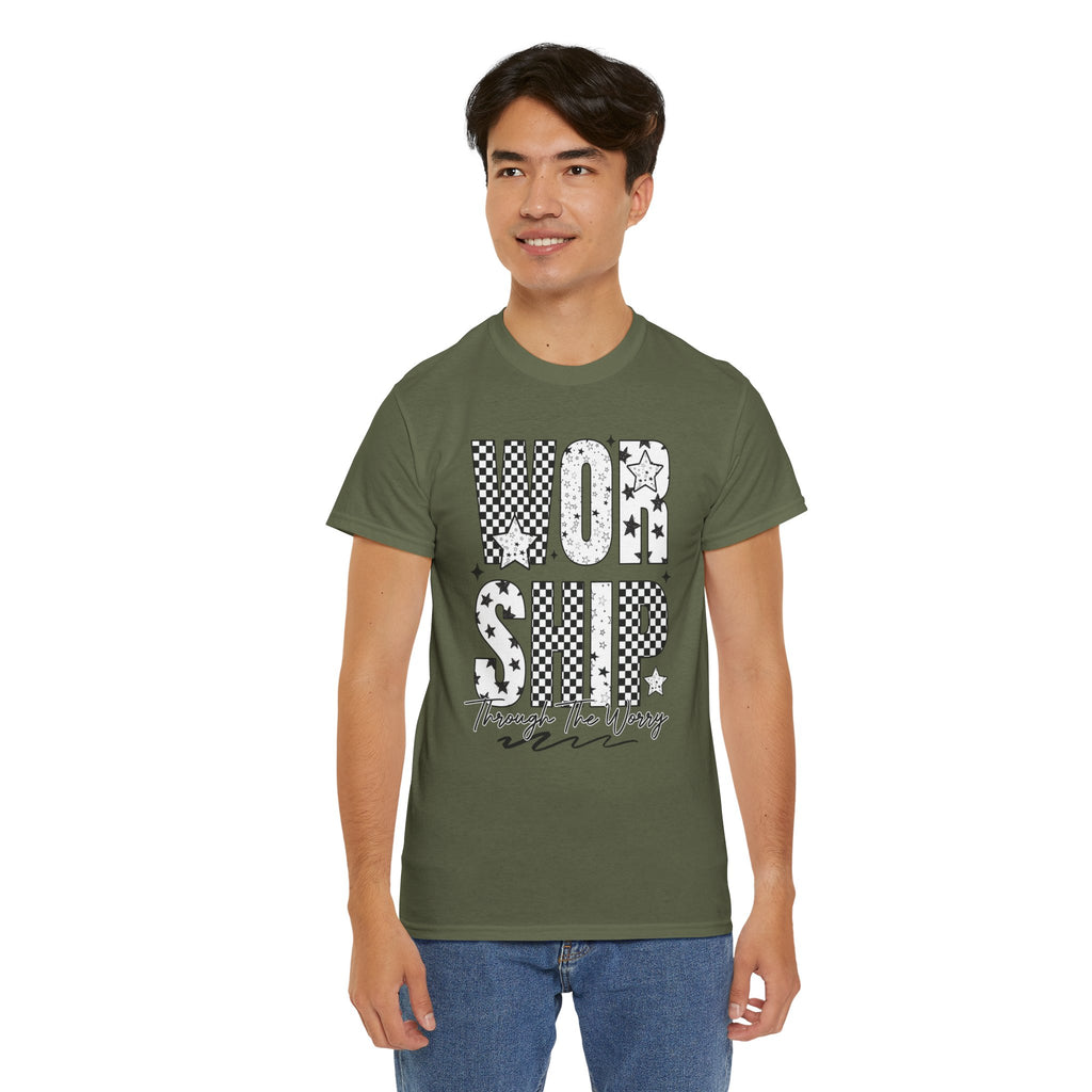 WORSHIP Through The Worry Checkerboard Unisex Cotton Tee