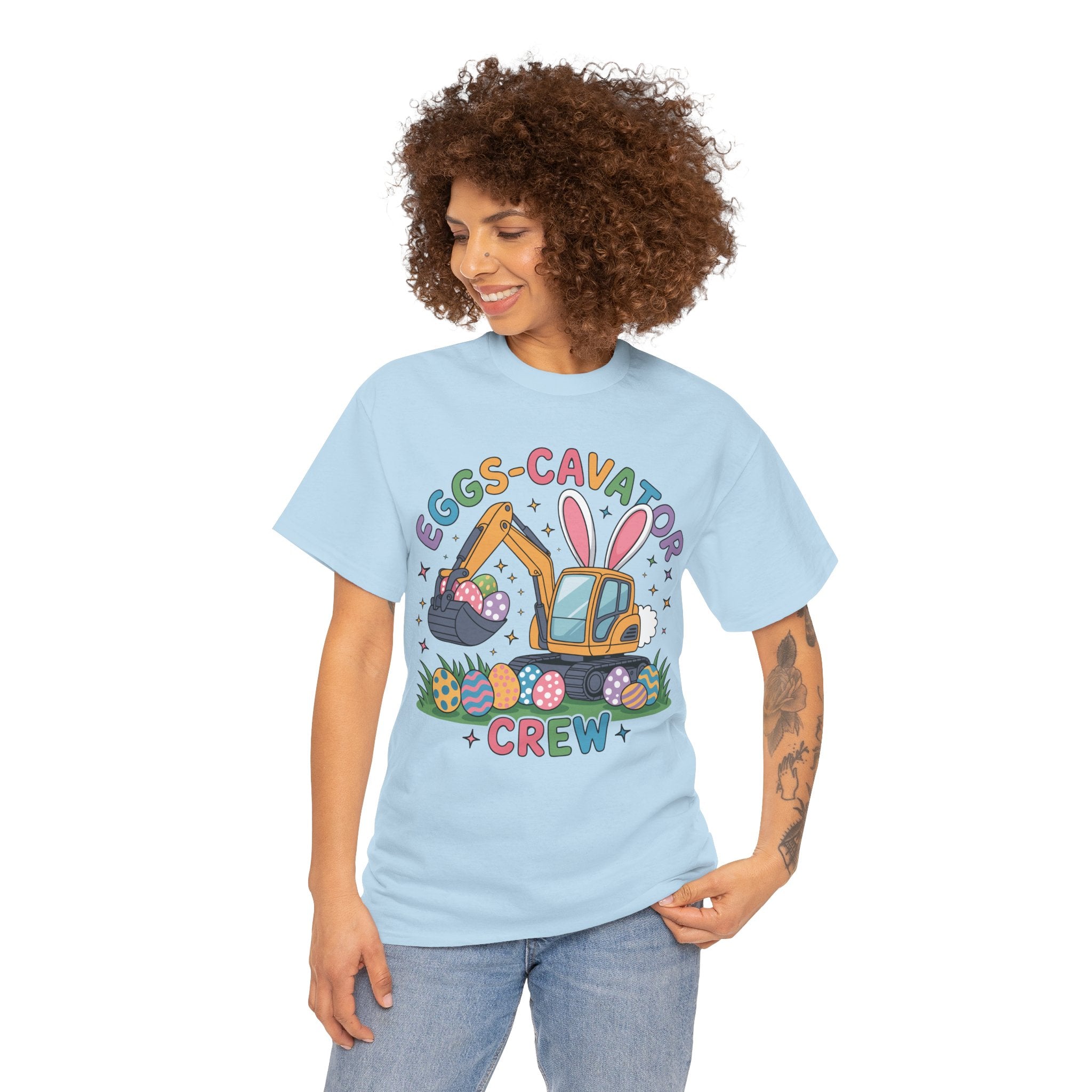 Easter 'Eggs-cavator Crew' Kids Tee — Excavator Bunny & Eggs Unisex Cotton Tee