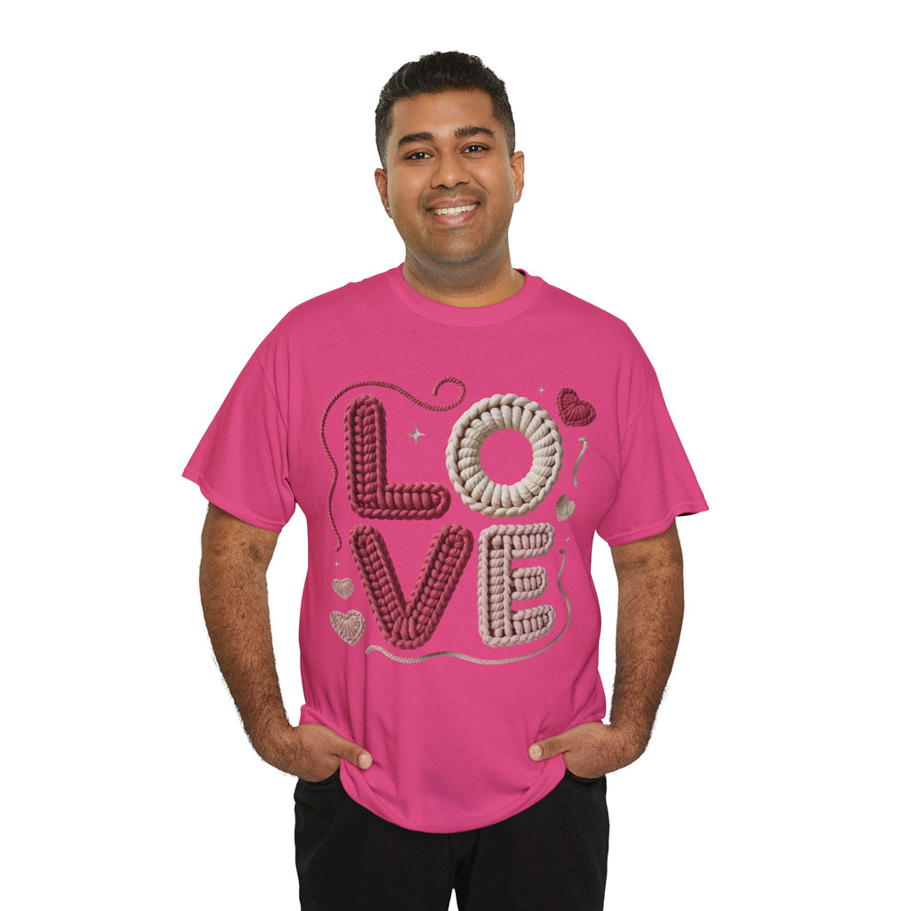LOVE Faux Yarn Heart Unisex Cotton Tee