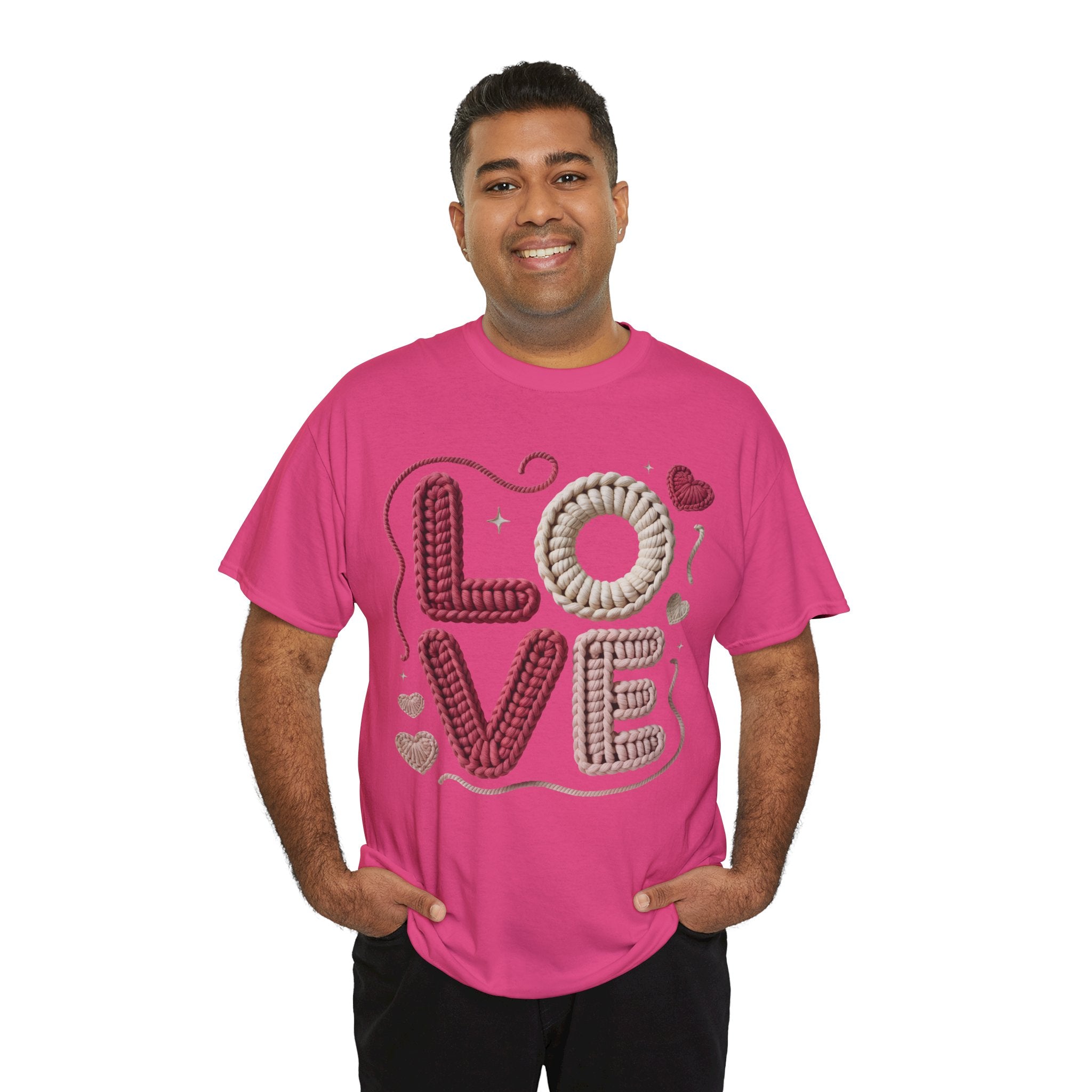 LOVE Faux Yarn Heart Unisex Cotton Tee