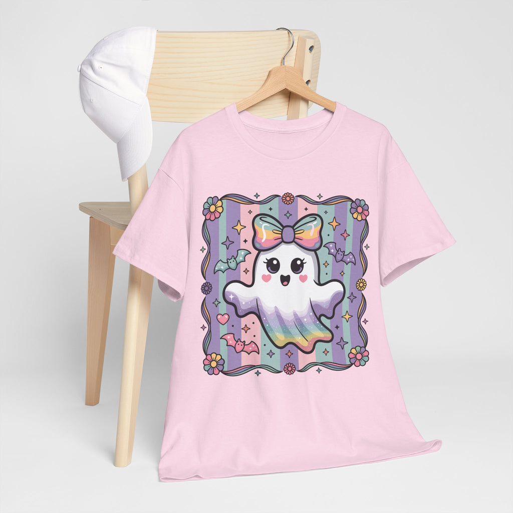 Pastel Ghost Rainbow Bow Unisex Cotton Tee
