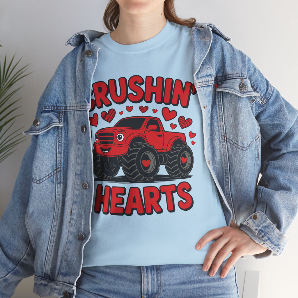 Crushin’ Hearts Valentine Monster Truck Unisex Cotton Tee