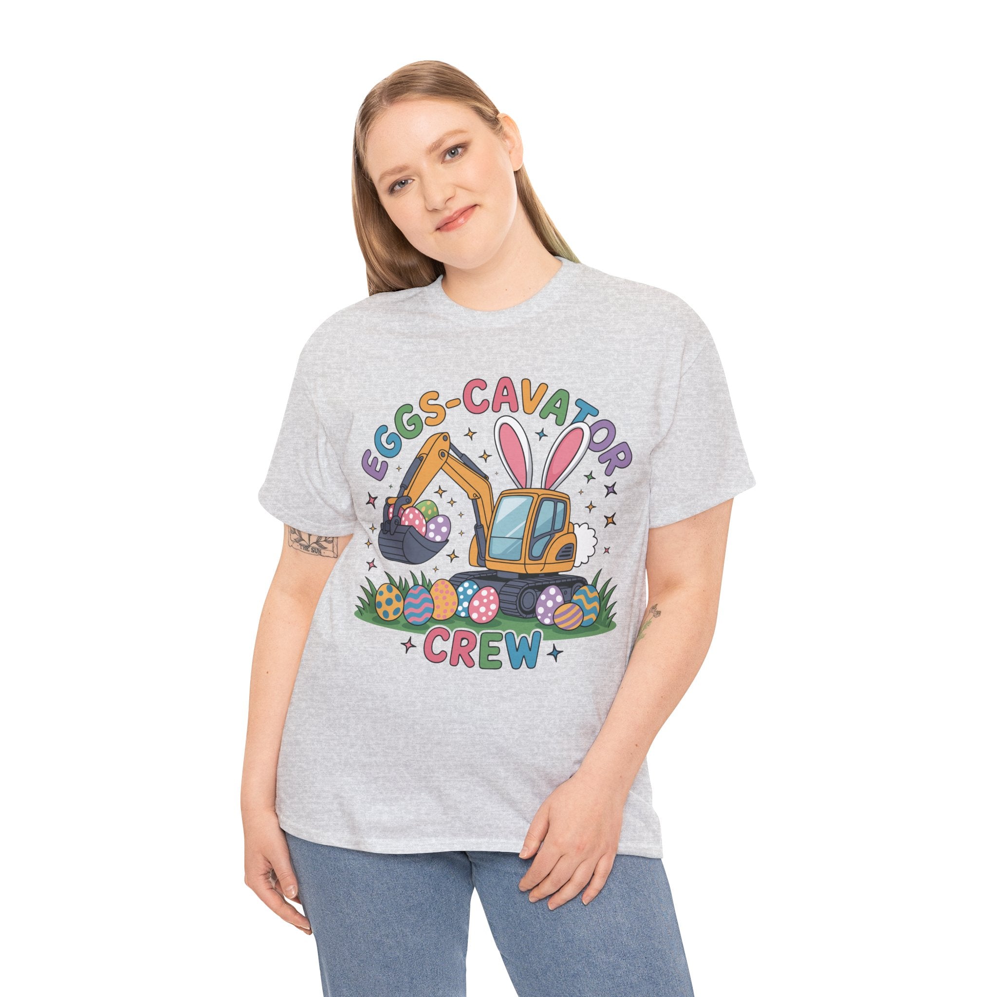 Easter 'Eggs-cavator Crew' Kids Tee — Excavator Bunny & Eggs Unisex Cotton Tee
