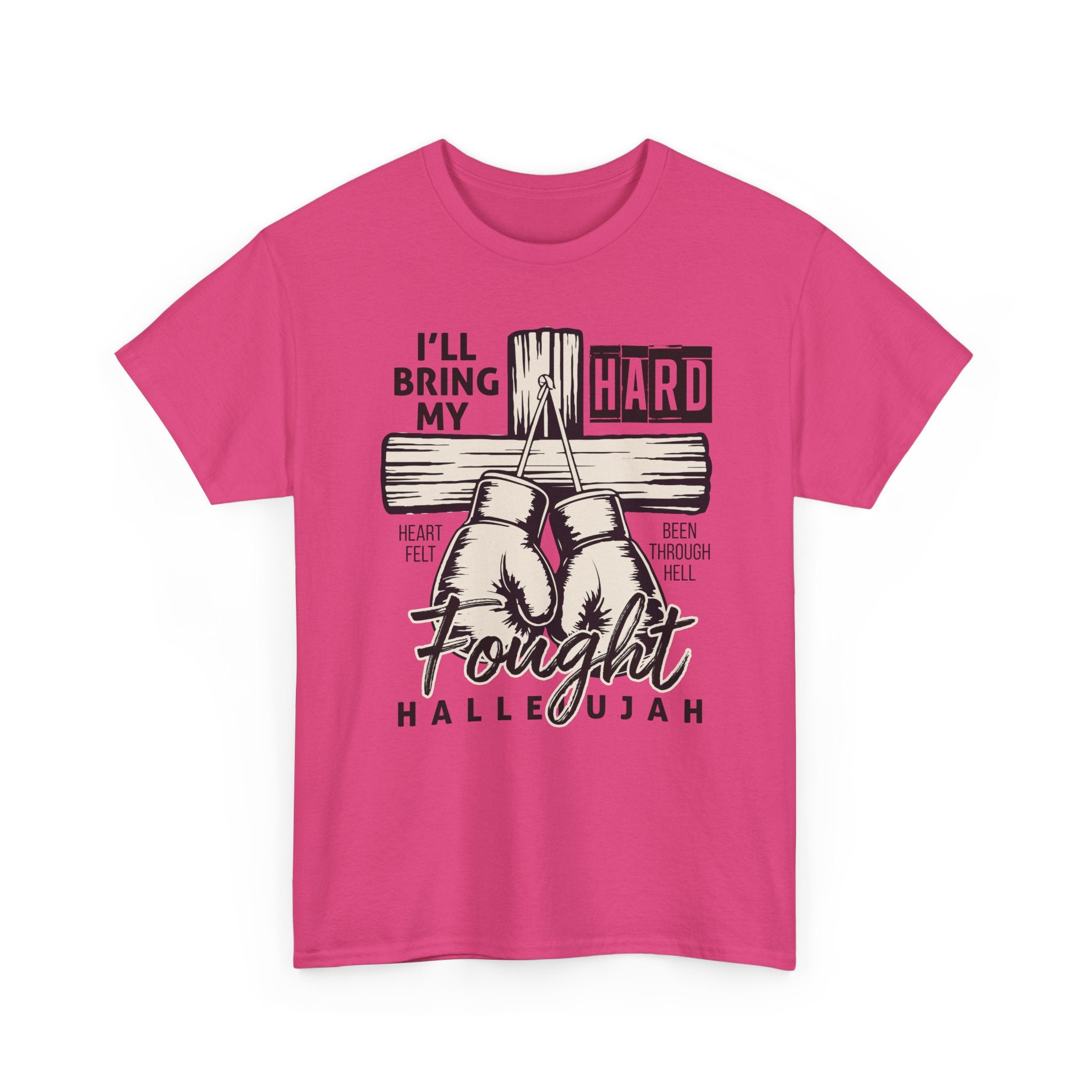 Christian Boxing Gloves Cross Tee — "I’ll Bring My Hard-Fought Heart."Unisex Cotton Tee