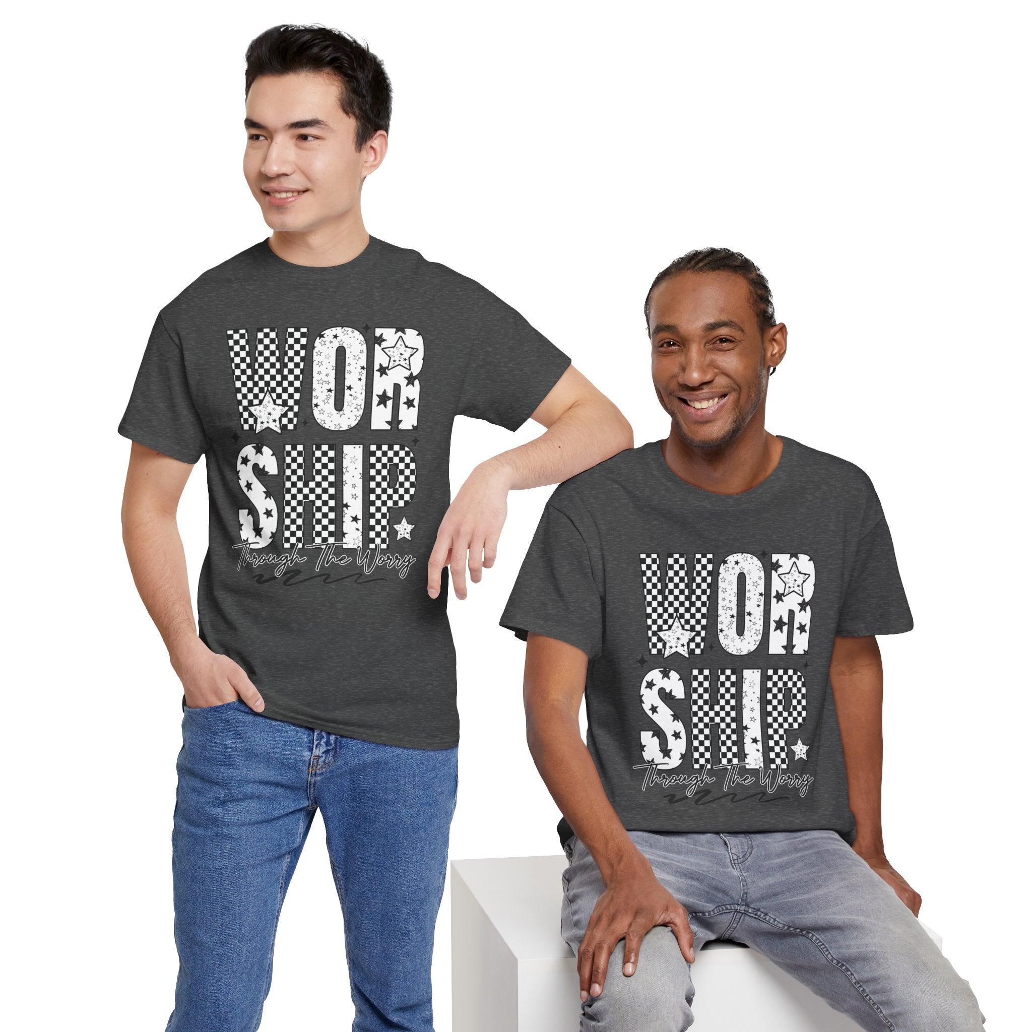 WORSHIP Through The Worry Checkerboard Unisex Cotton Tee