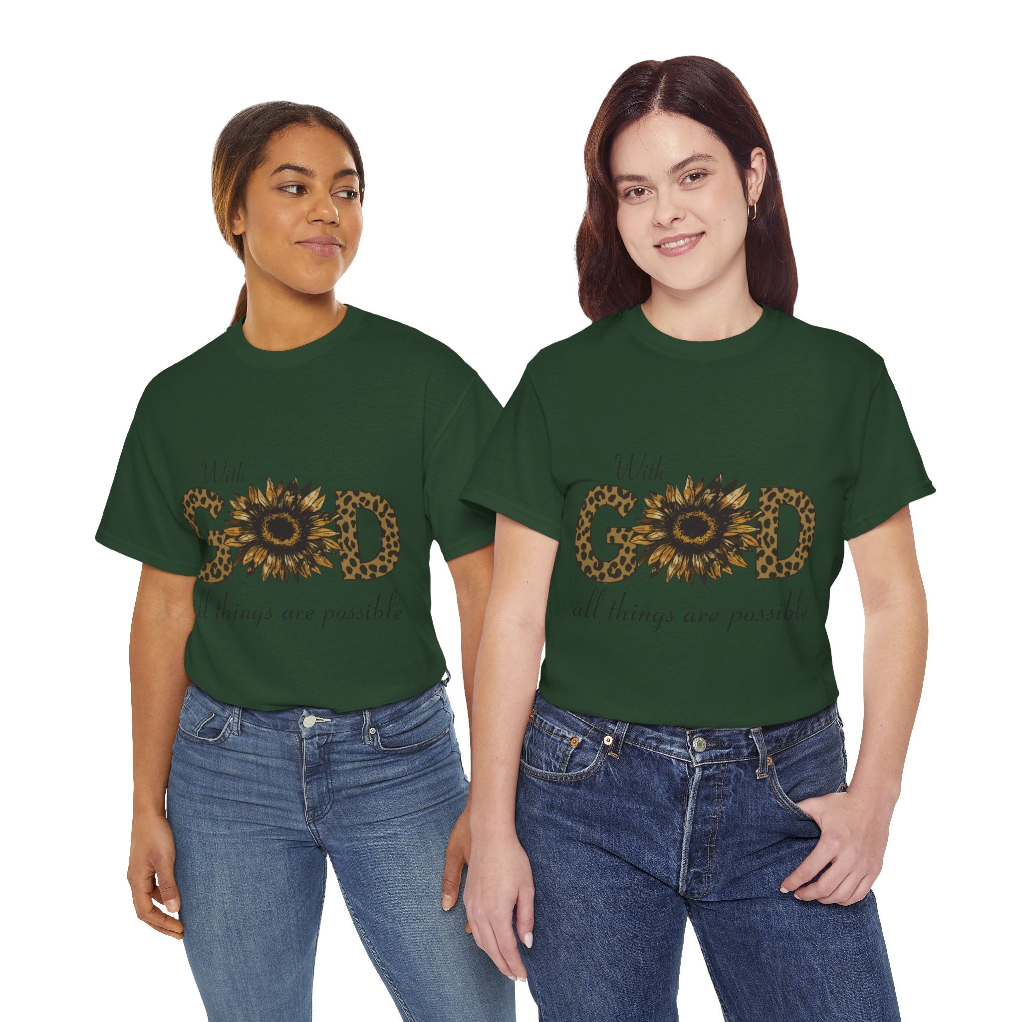 GOD Leopard Print Sunflower Unisex Cotton Tee