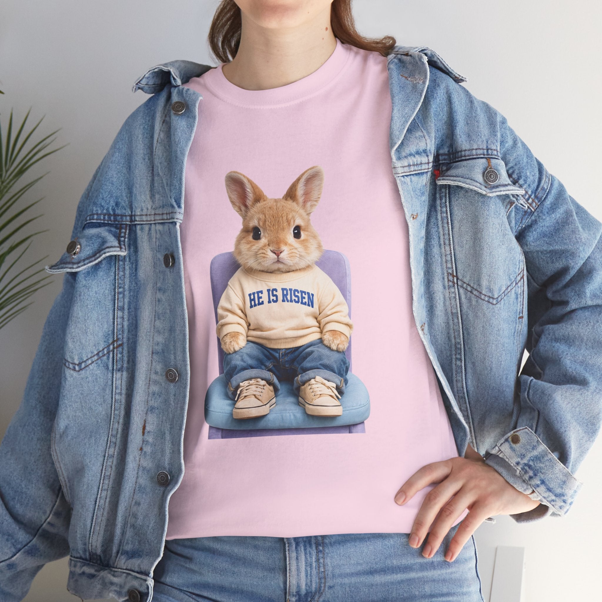 Easter 'He Is Risen' Bunny Unisex Cotton Tee