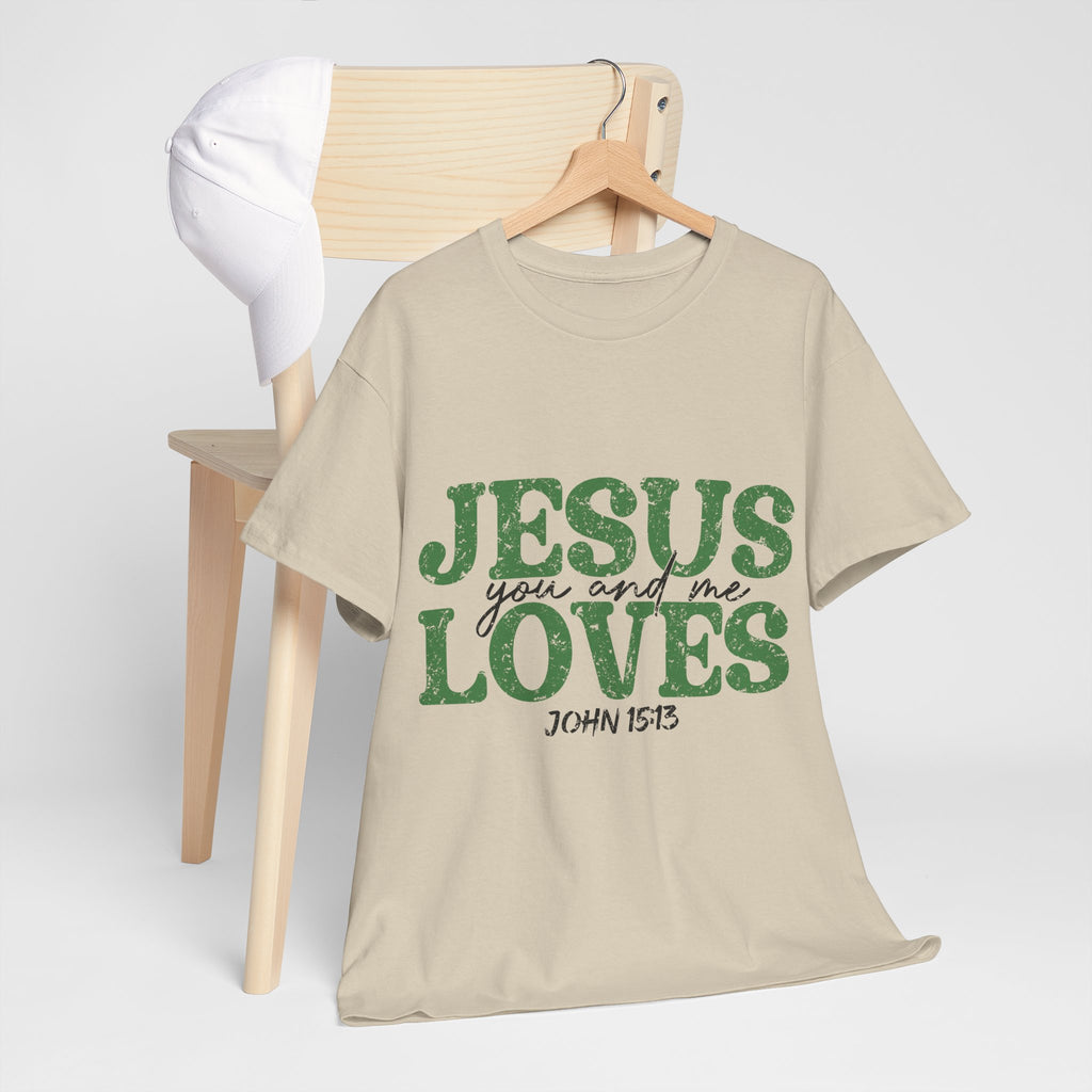 Jesus Loves Vintage Tee — Green Retro Christian Unisex Cotton T-Shirt