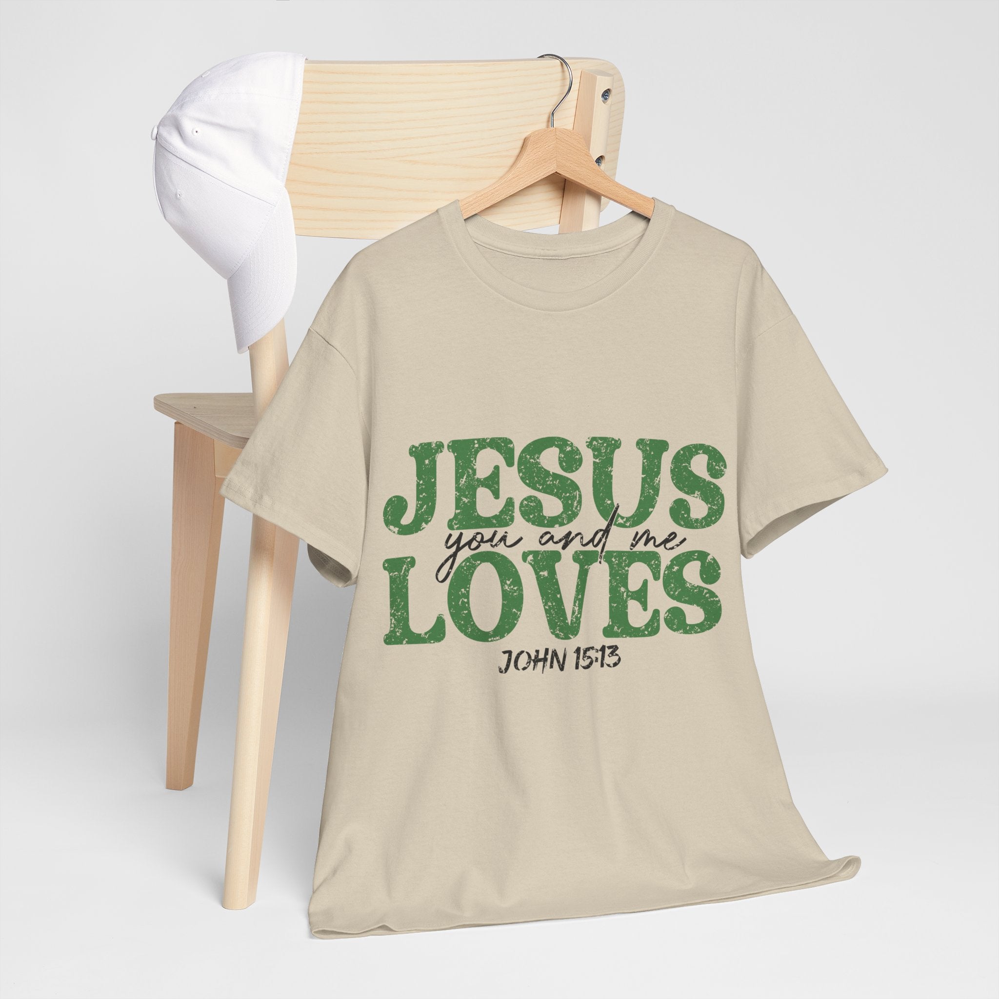 Jesus Loves Vintage Tee — Green Retro Christian Unisex Cotton T-Shirt