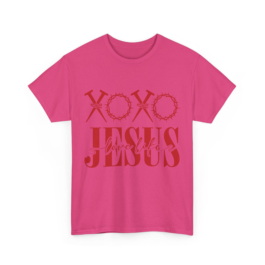 Christian Valentine T-Shirt — "XOXO Jesus Love Life" Nails & Thorn Crown Design Unisex Cotton Tee
