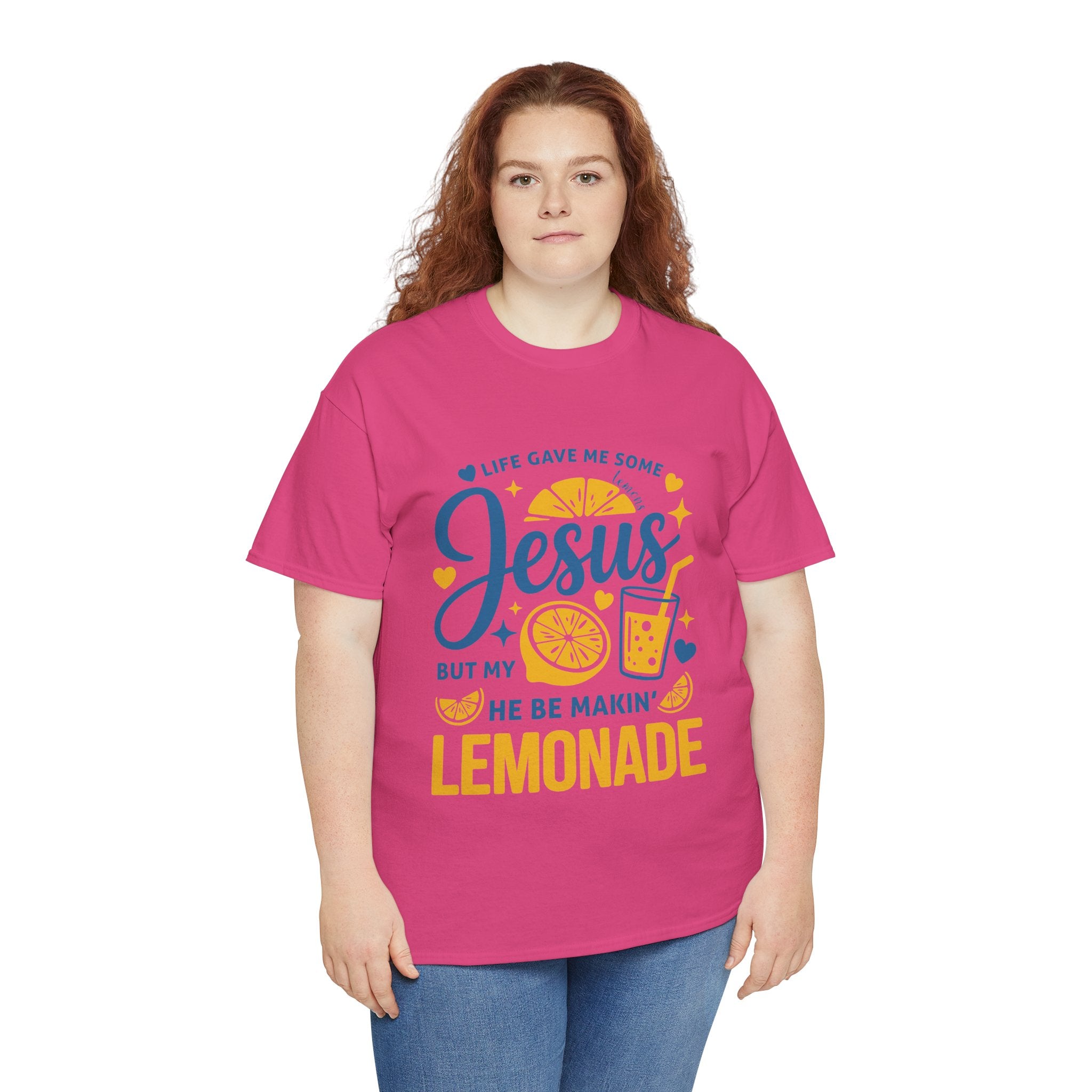 Christian Lemonade T-Shirt — “Life gave me some lemons but my Jesus He be makin’ lemonade”. Unisex Cotton Tee