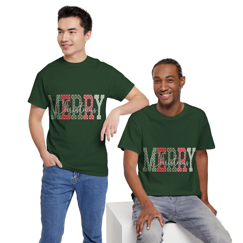 Plaid Merry Christmas Unisex Cotton Tee