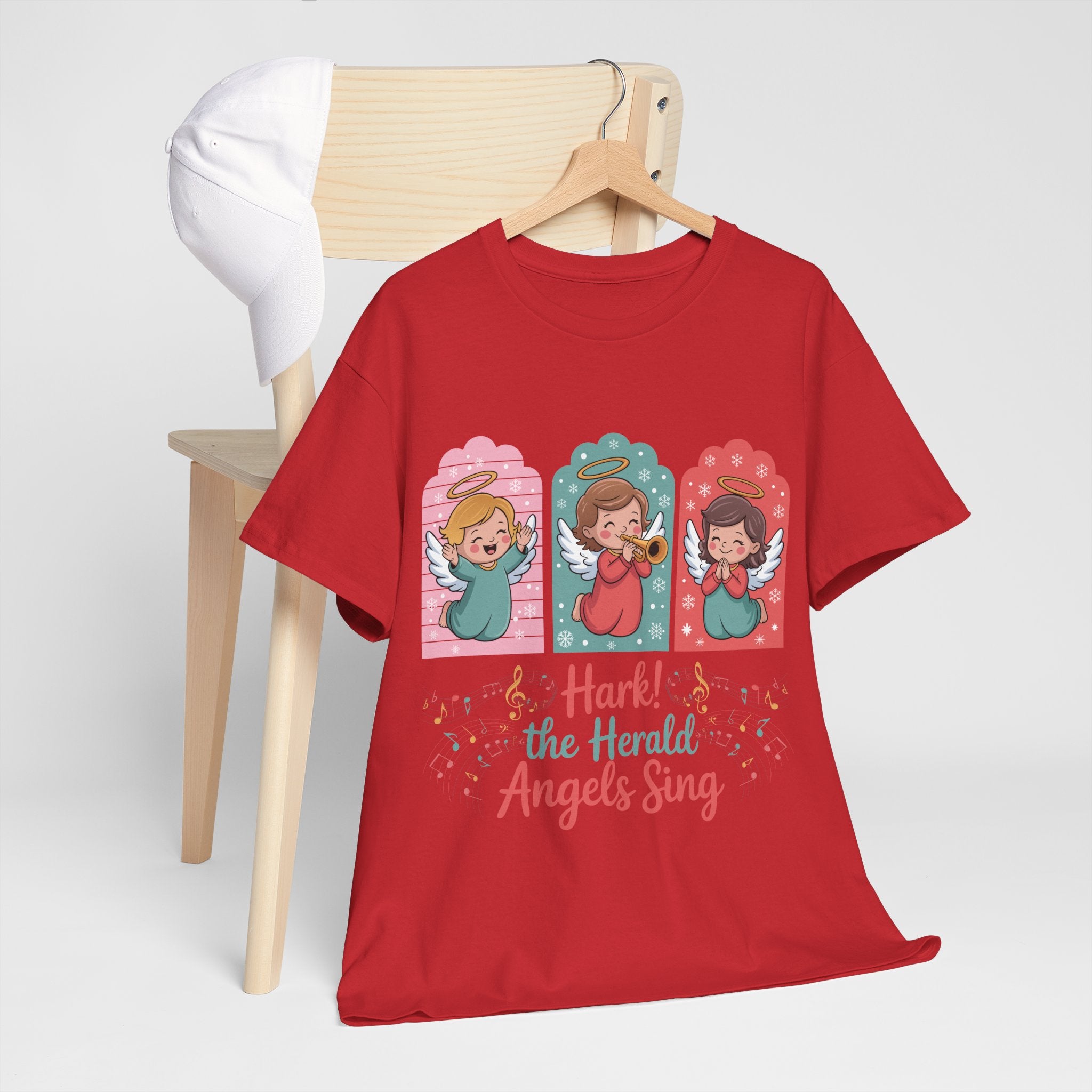 Hark! The Herald Angels Sing Tee — Three Singing Angels Christmas Unisex Cotton T-Shirt