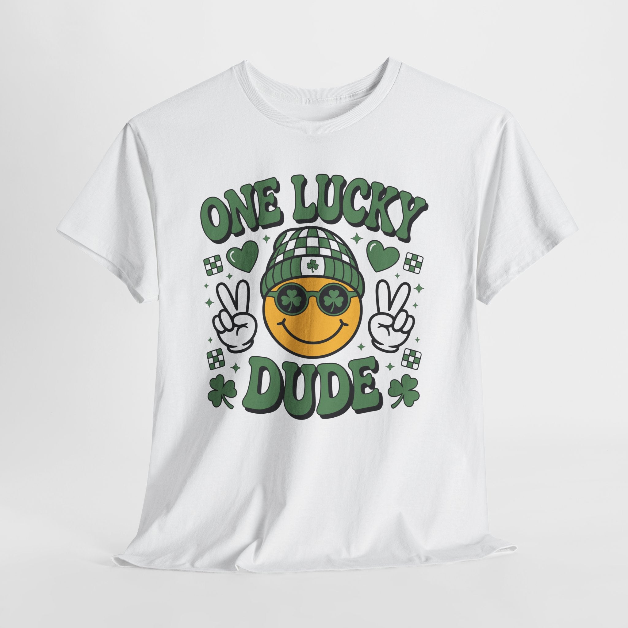 One Lucky Dude Shamrock Tee — St. Patrick's Day Smiley Unisex Cotton Tshirt