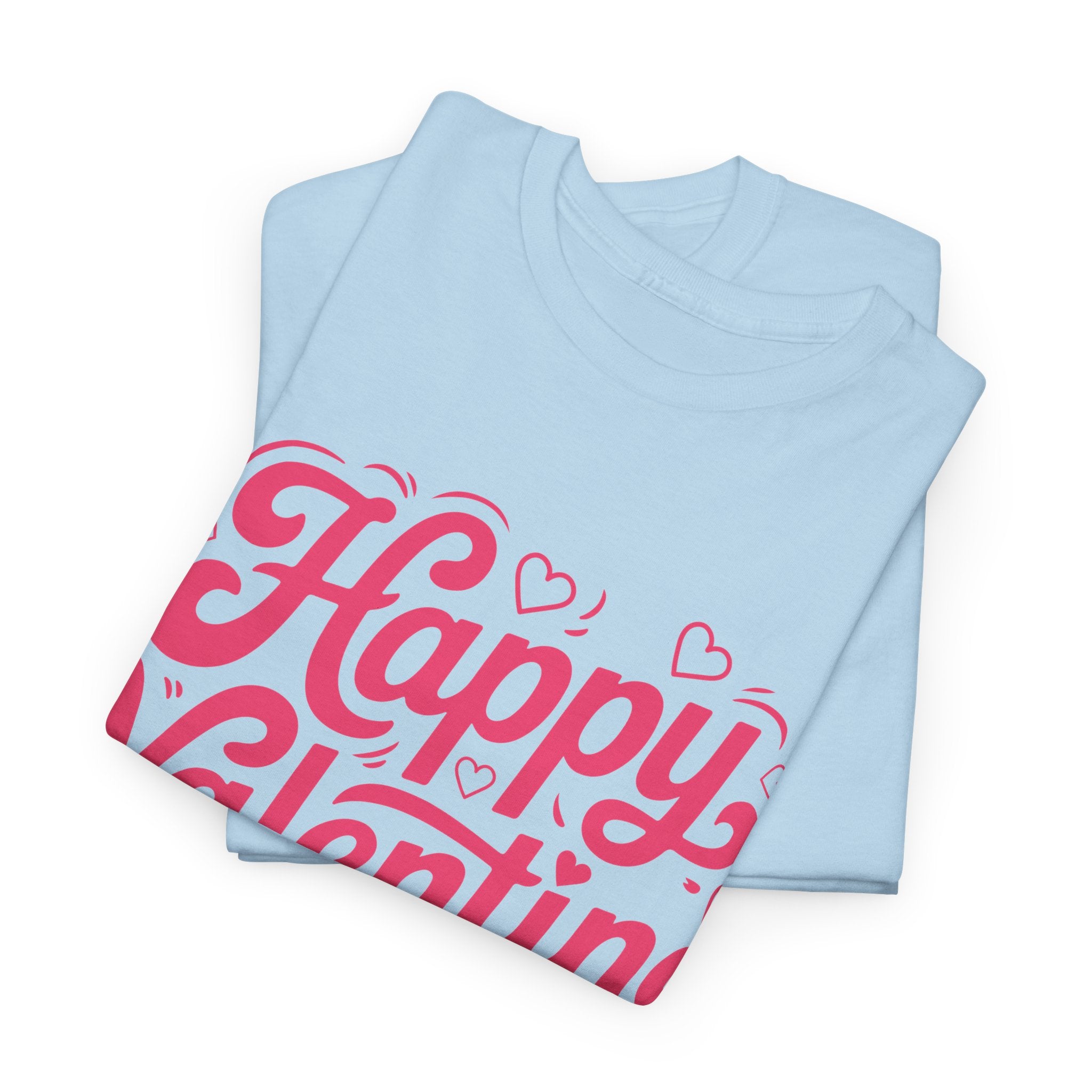 Happy Valentine Day Tee — Pink Heart & Love Icons Valentine's Unisex Cotton Shirt