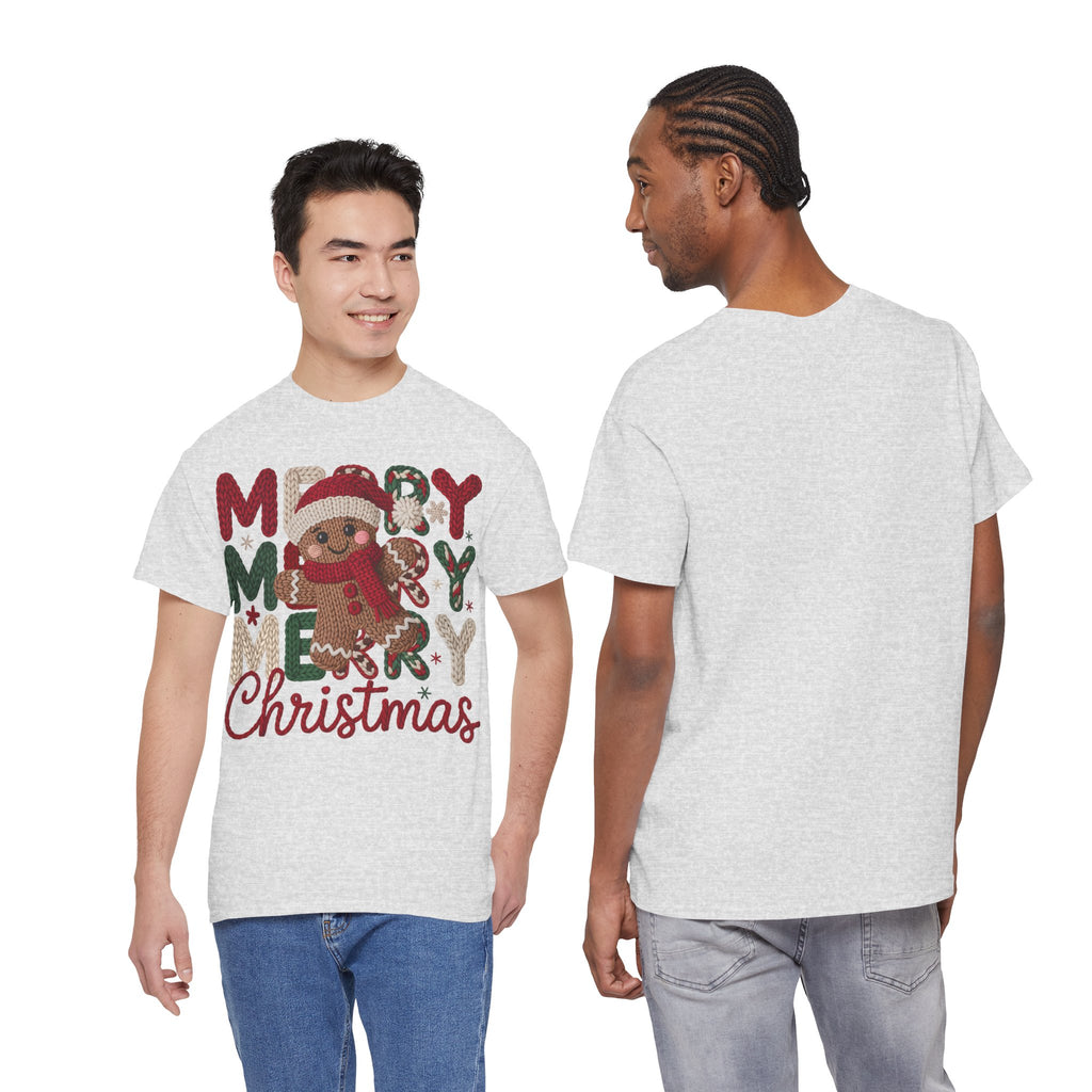 Merry Merry Merry Christmas Gingerbread Unisex Cotton Tee