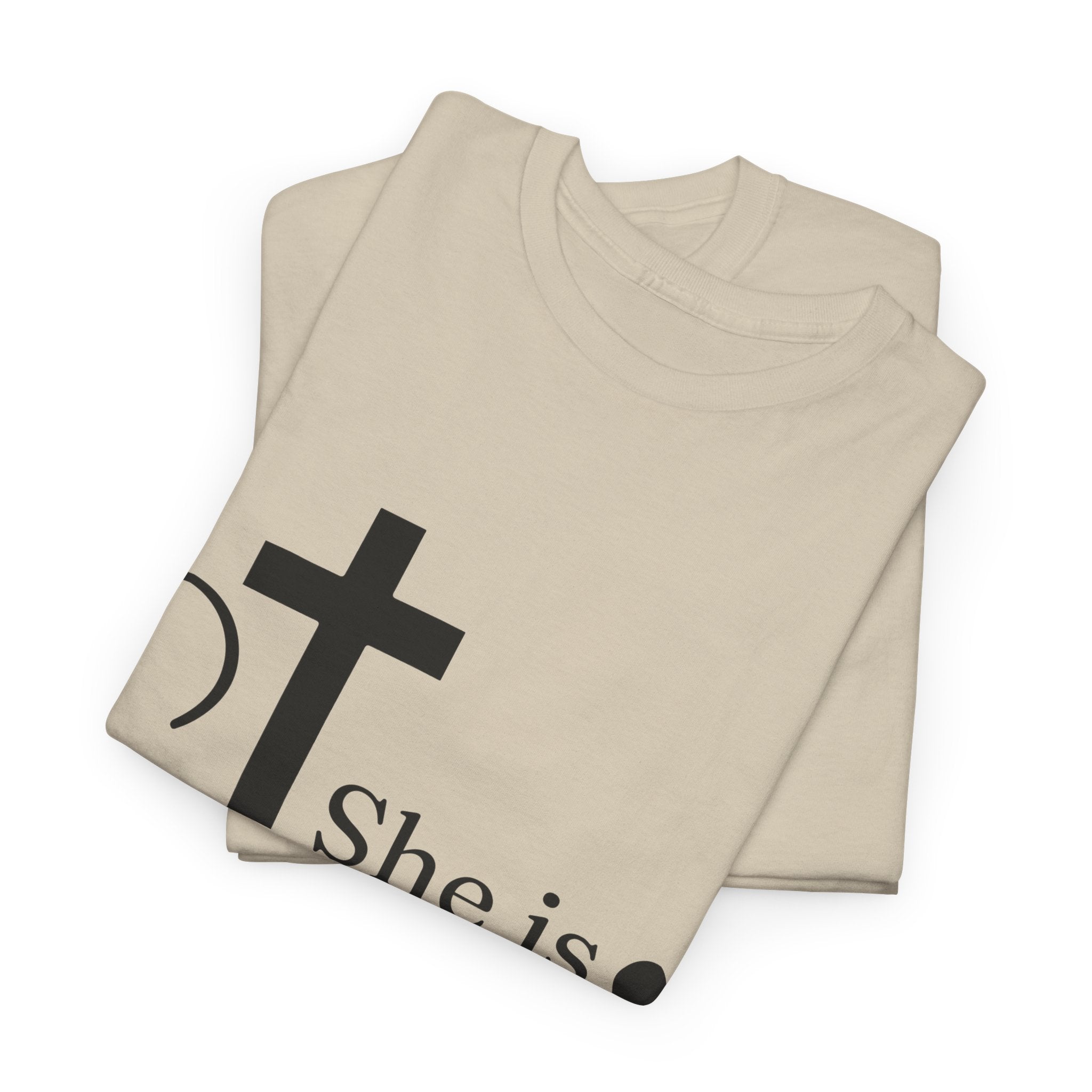 Proverbs 31:25 'She is Strong' T-Shirt – Christian Cross & Heart Unisex Cotton Tee