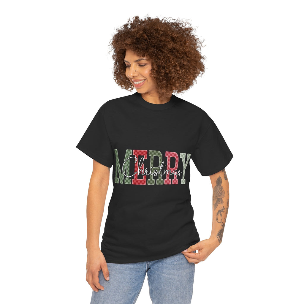 Plaid Merry Christmas Unisex Cotton Tee