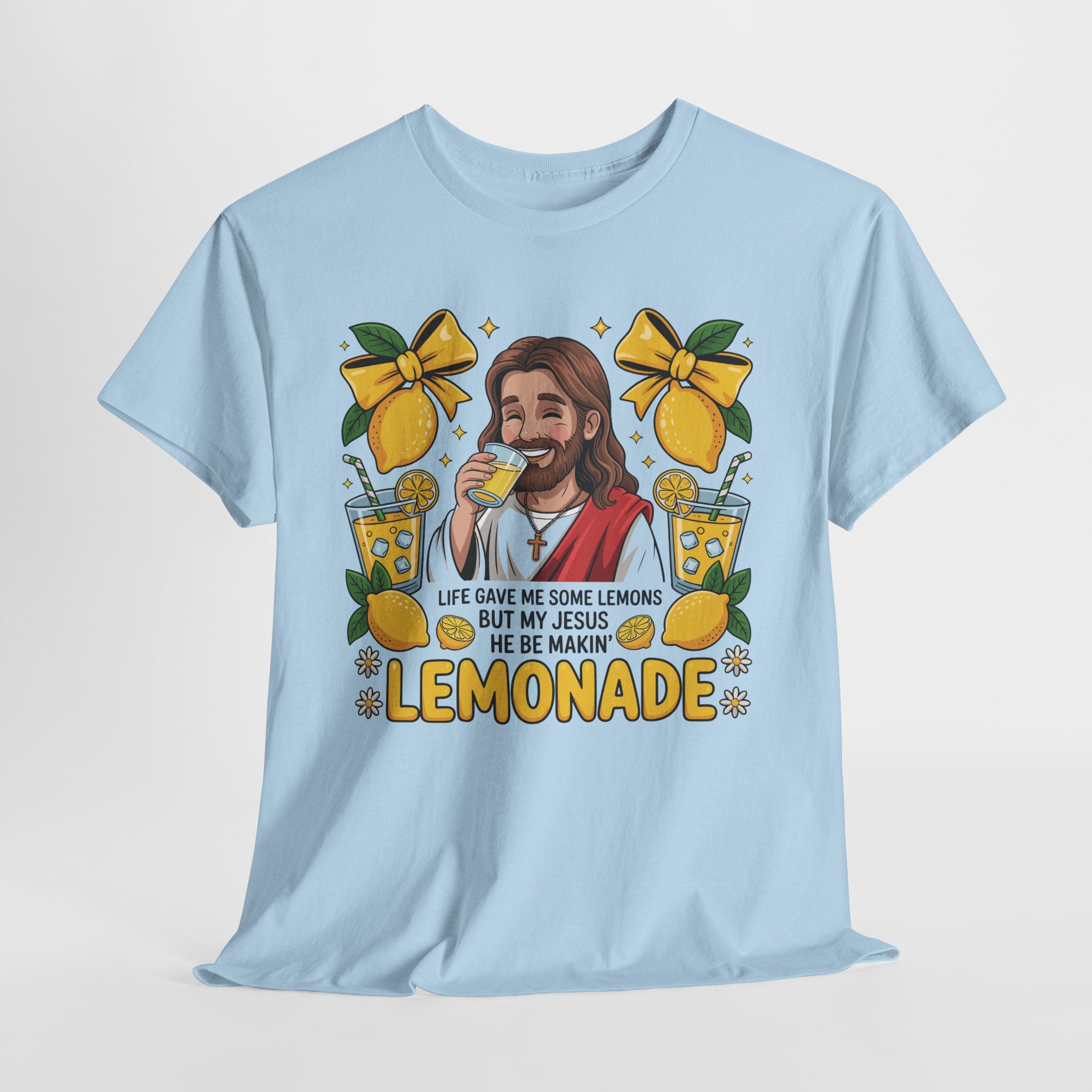 Jesus Drinking Lemonade T-Shirt — "Life Gave Me Some Lemons" Christian Unisex Cotton Tee