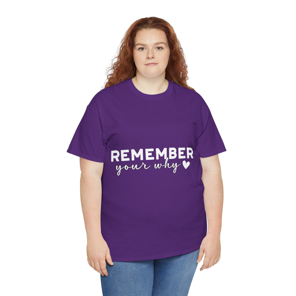 Remember Your Why Tee — Minimalist Heart Motivational Unisex Cotton Tshirt