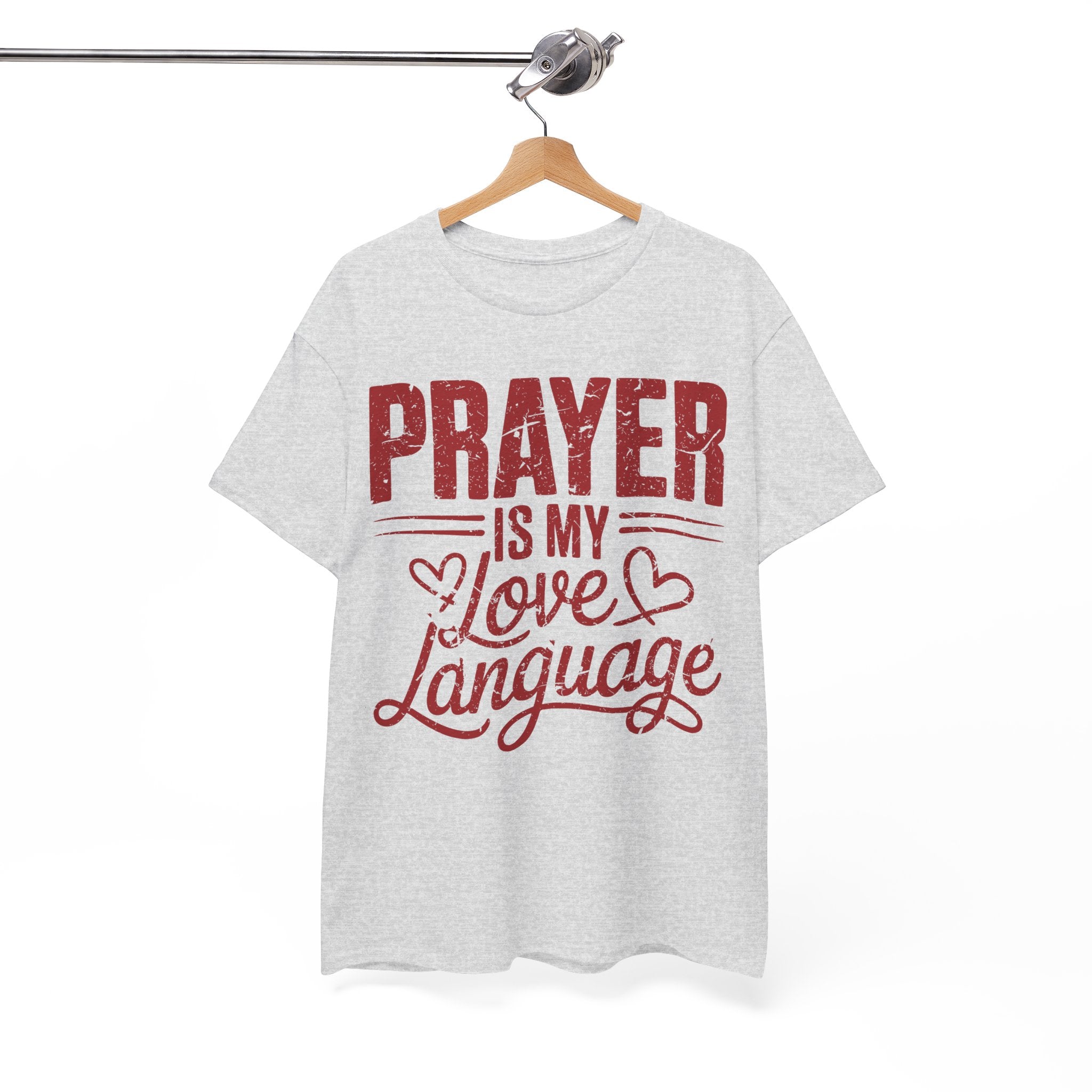 Prayer Is My Love Language T-Shirt — Faith-Inspired Red Hearts Unisex Cotton Tee