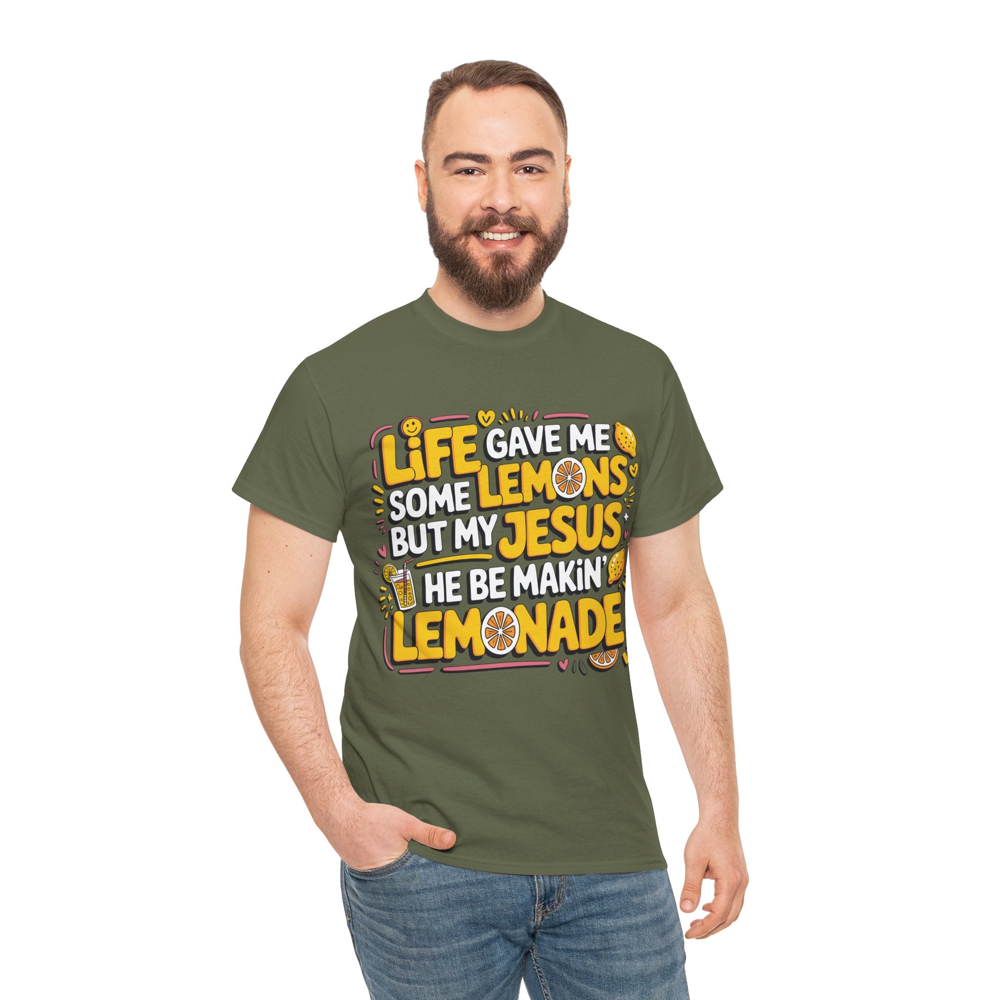 Christian Lemonade T-Shirt — “Life gave me some lemons but my Jesus he be makin’ lemonade”Unisex Cotton Tee