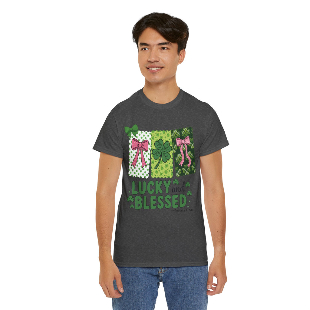 Lucky and Blessed Clover Unisex Cotton Tee