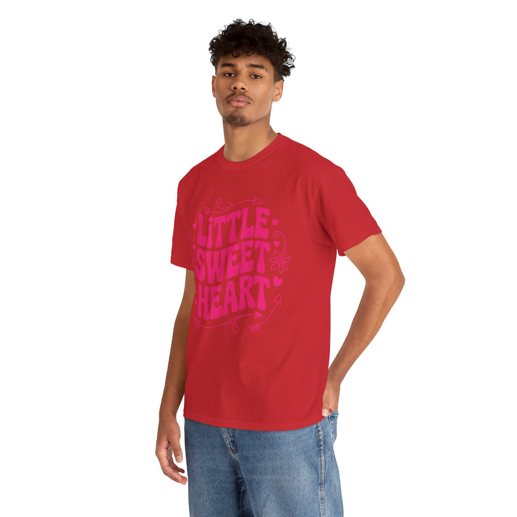 Little Sweetheart Retro Tee — Cute Red Hearts & Flowers Graphic Unisex Cotton Tee