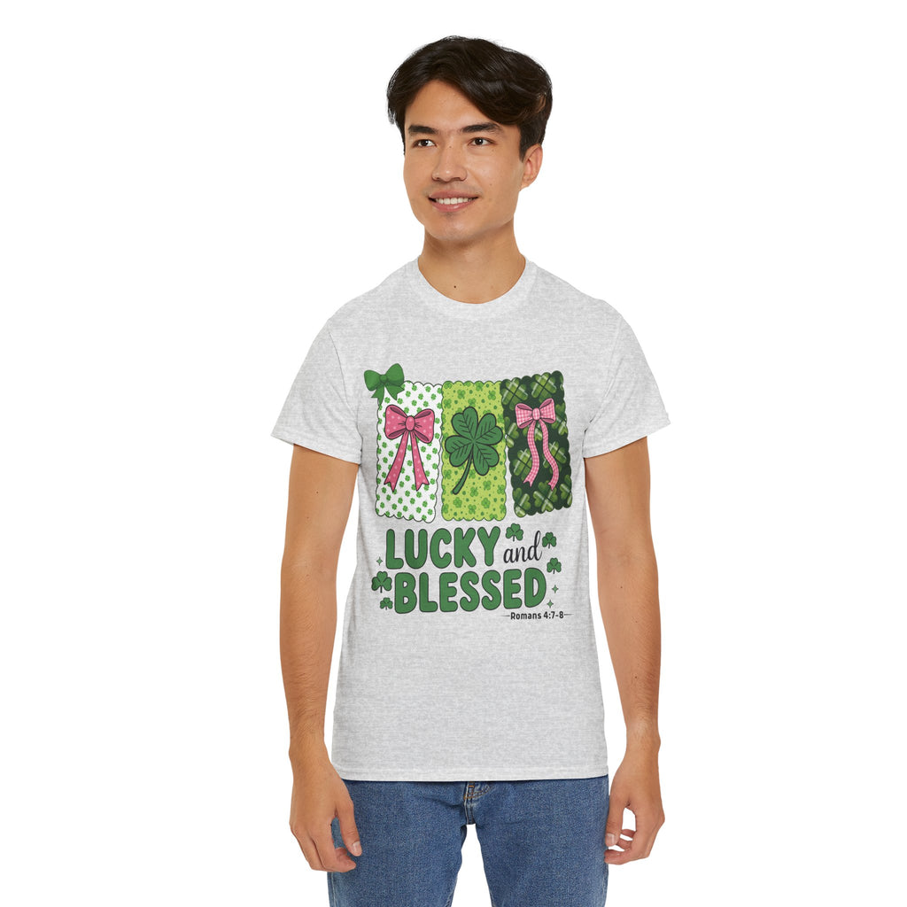 Lucky and Blessed Clover Unisex Cotton Tee