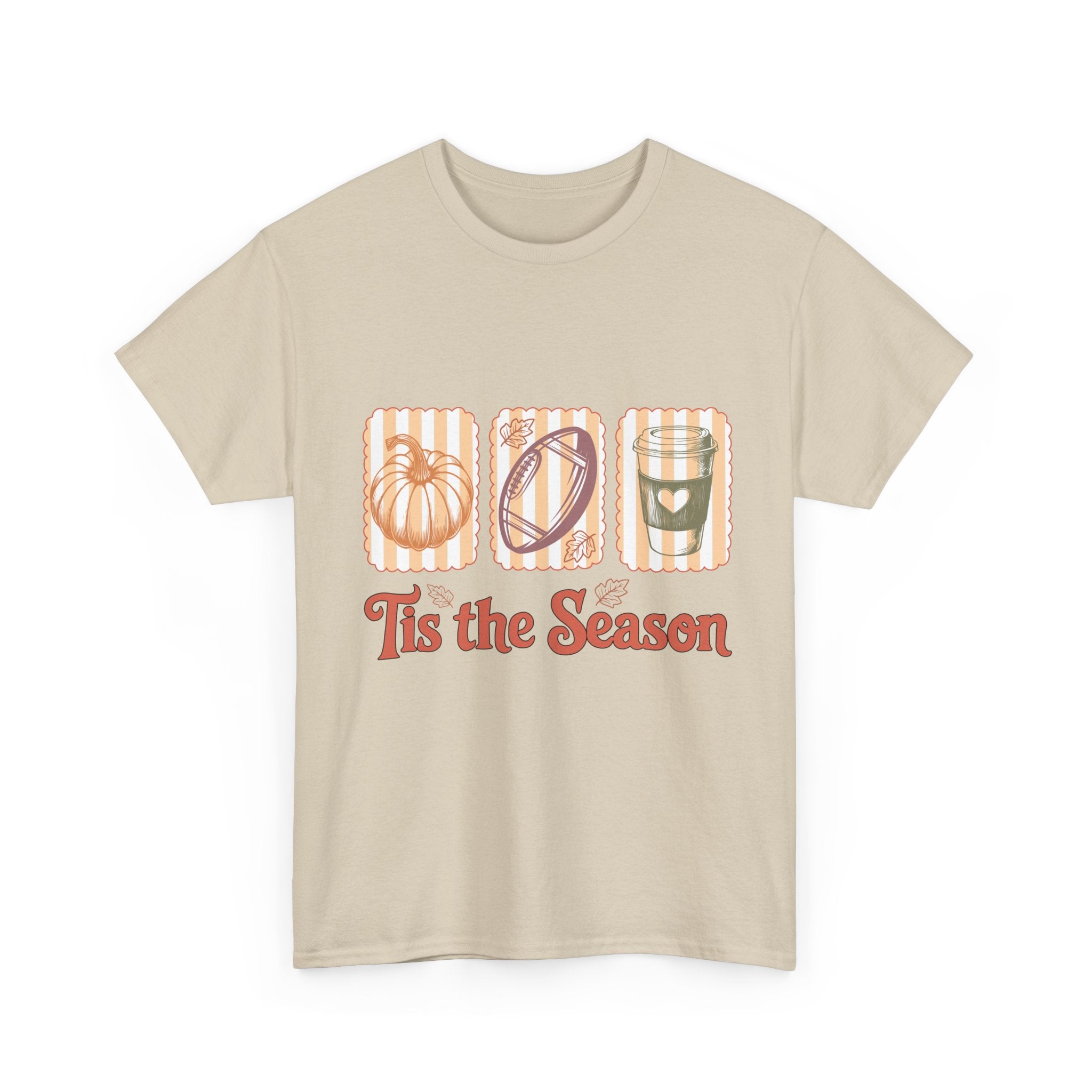 Tis the Season Pumpkin, Football & Coffee Fall Unisex Cotton T-Shirt